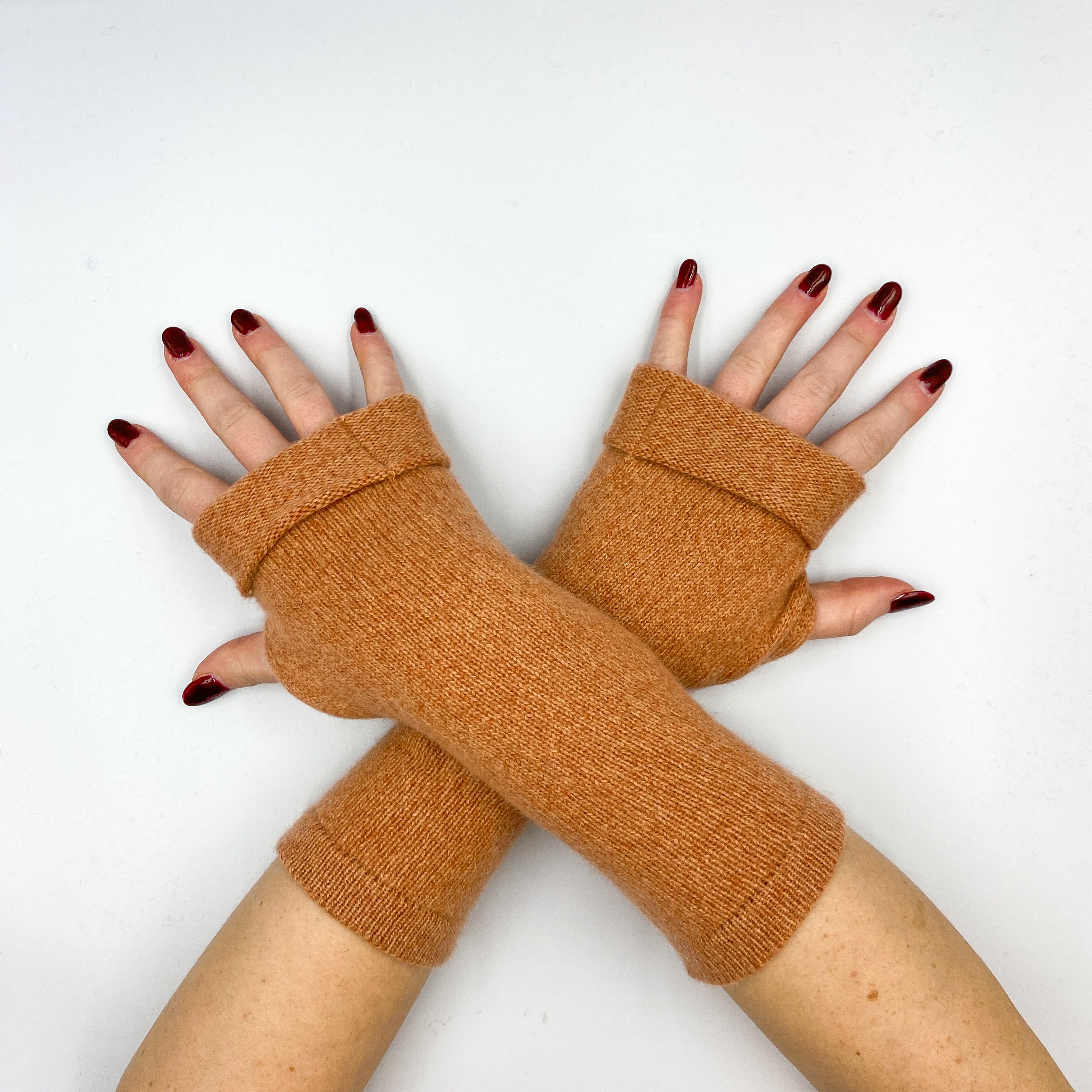 Salmon Pink Fingerless Gloves