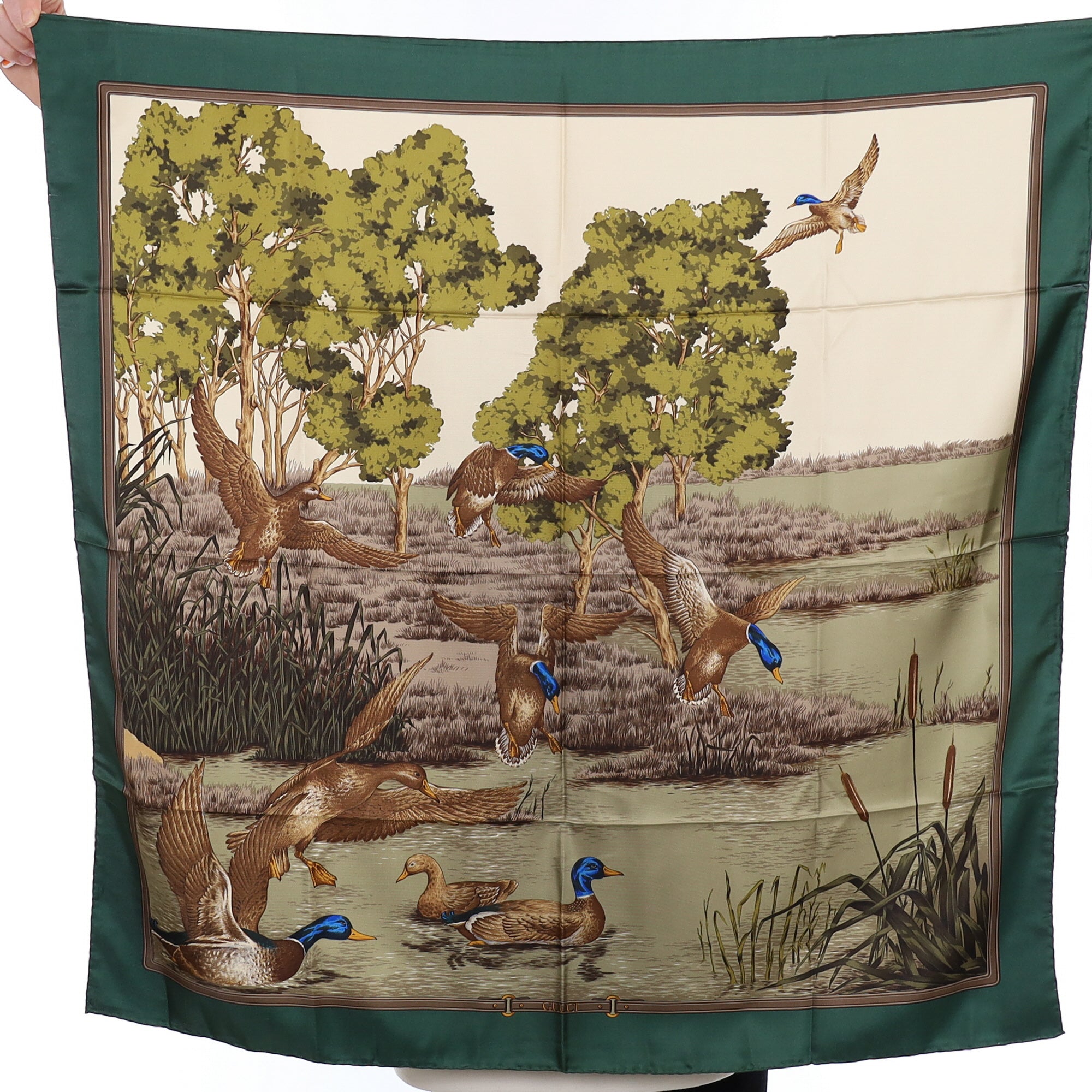 Brand New Gucci Duck Themed Vintage Silk Scarf