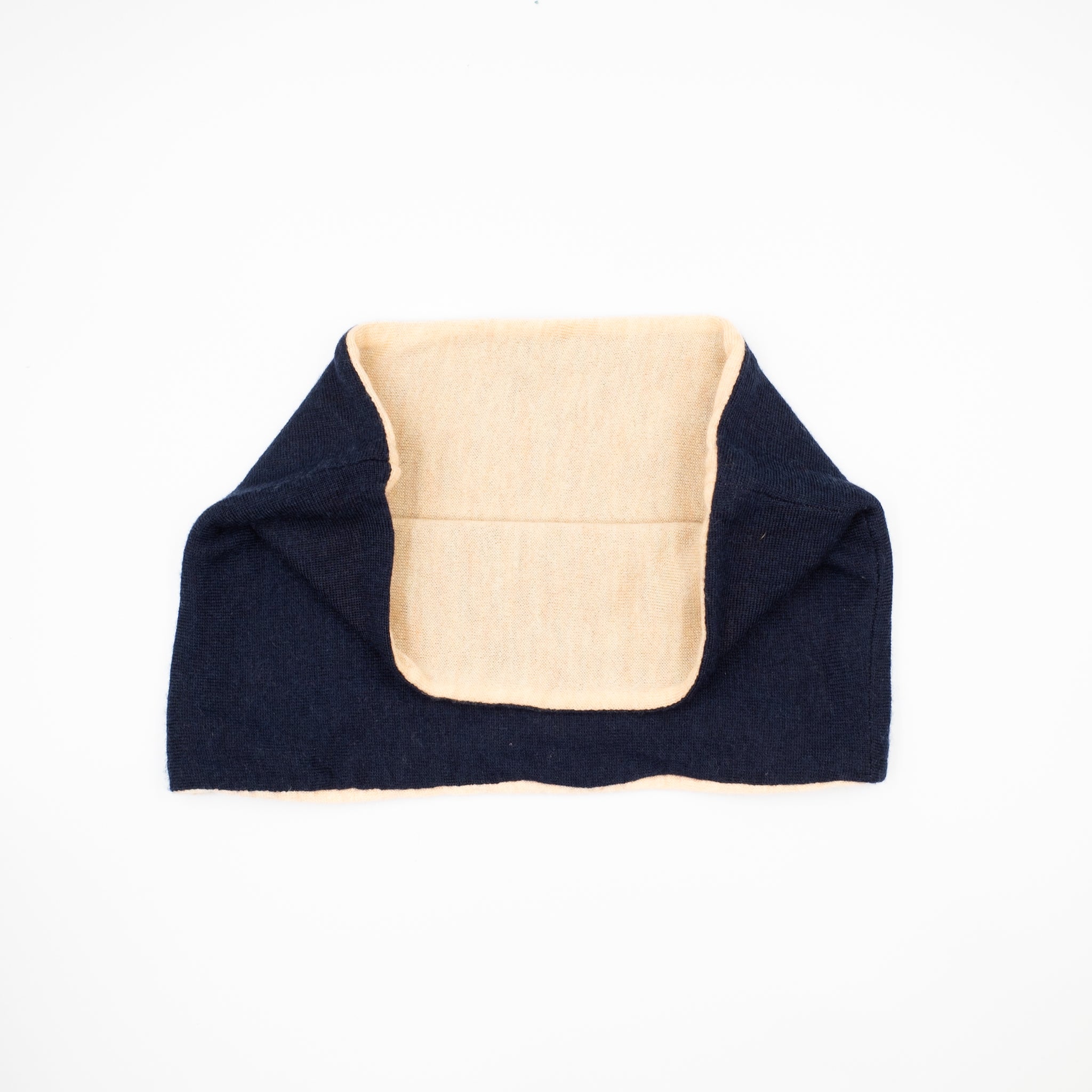 Navy and Apricot Fine Knit Neck Warmer
