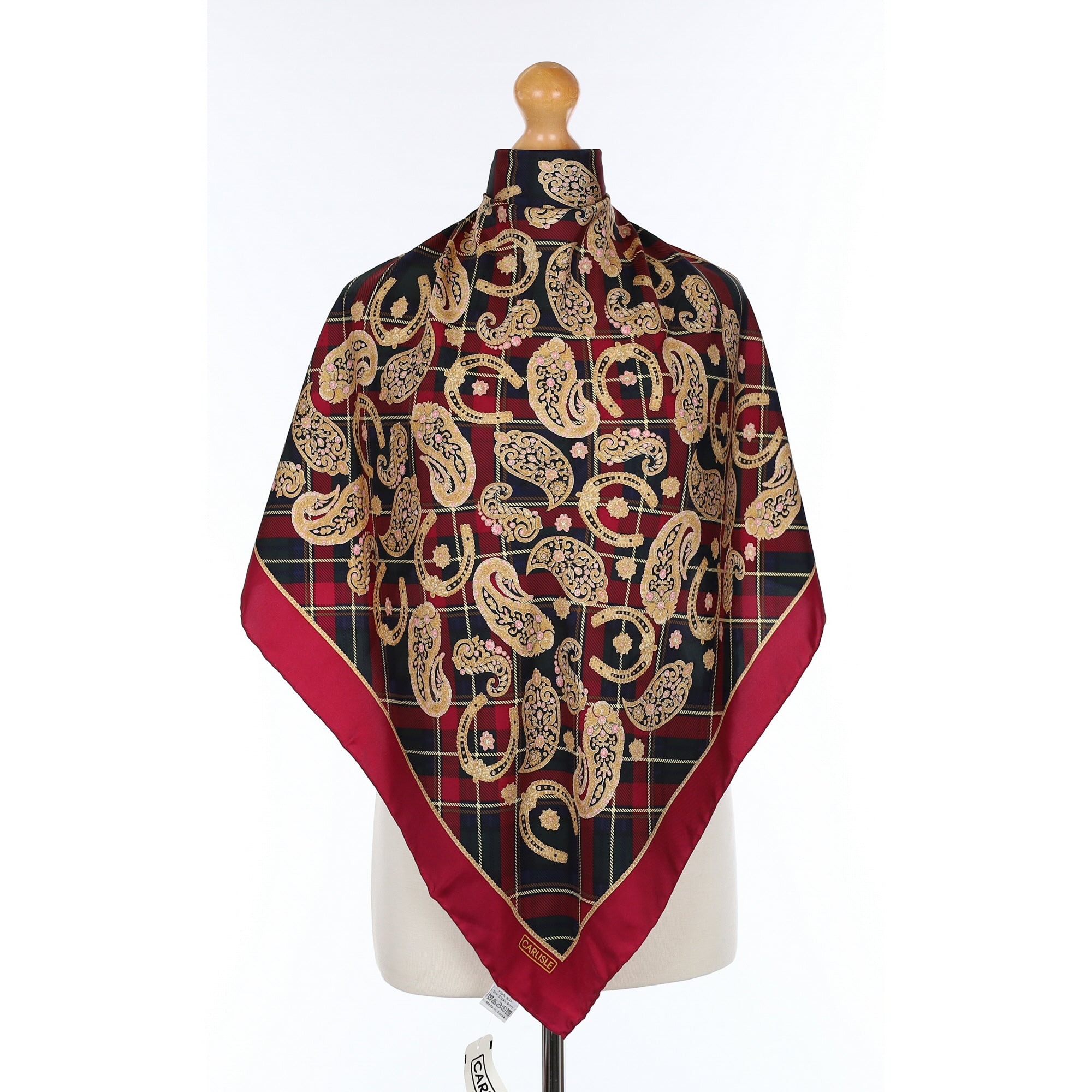 Brand New Carlisle Tartan And Paisley Silk Scarf