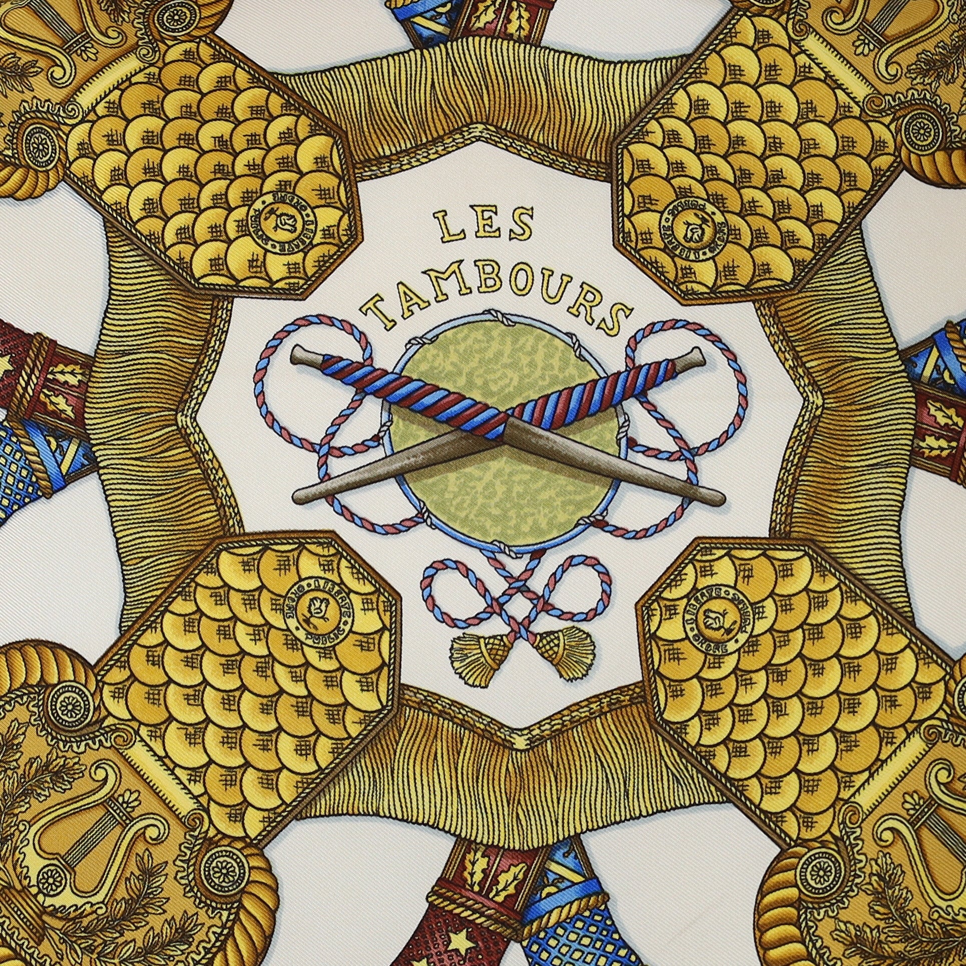 Hermès Les Tambours Vintage Silk Scarf