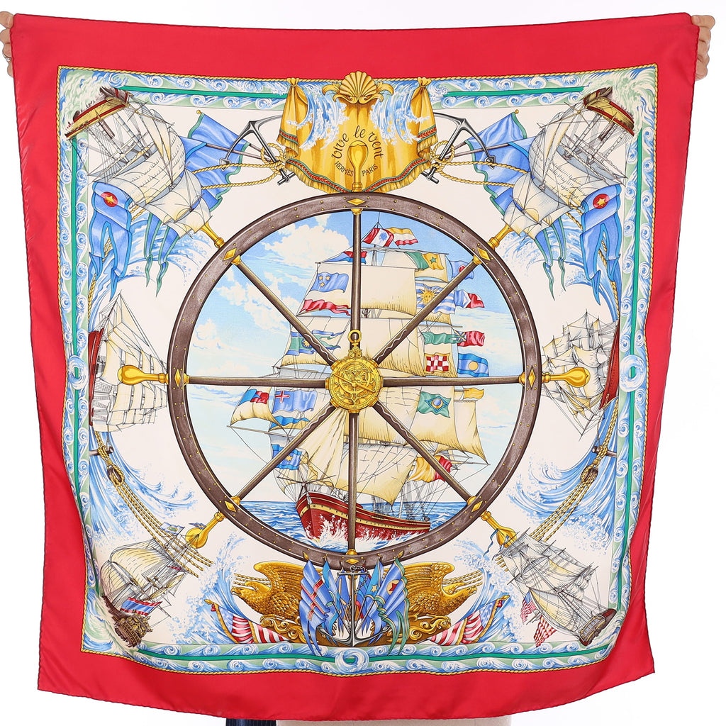 Quite Rare Hermès Vive Le Vent Silk Scarf