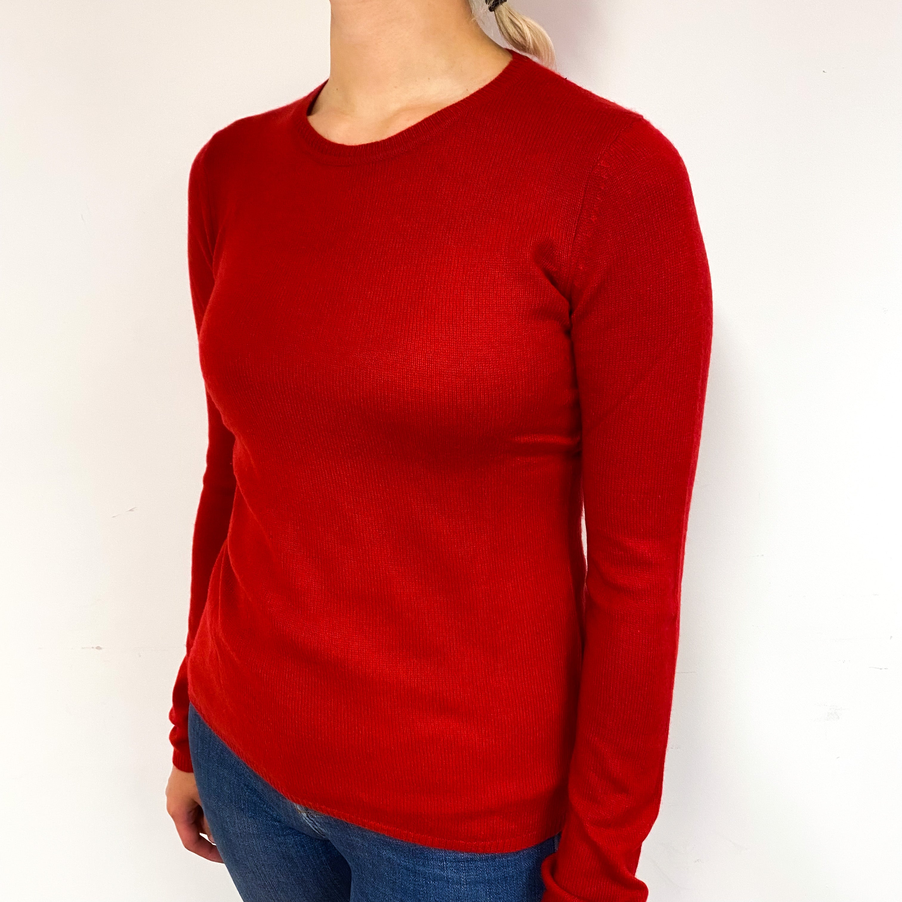 Berry Red Lightweight Cashmere Crew Neck Jumper Small