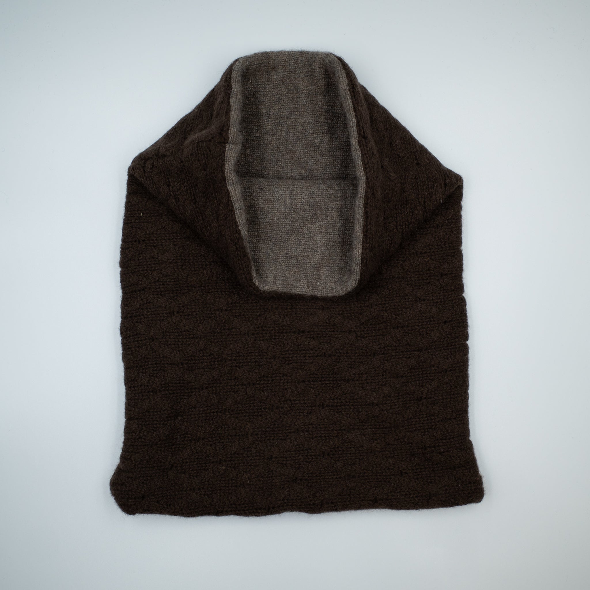 Chocolate Brown Lace Knit and Taupe Luxury Double Layered Snood