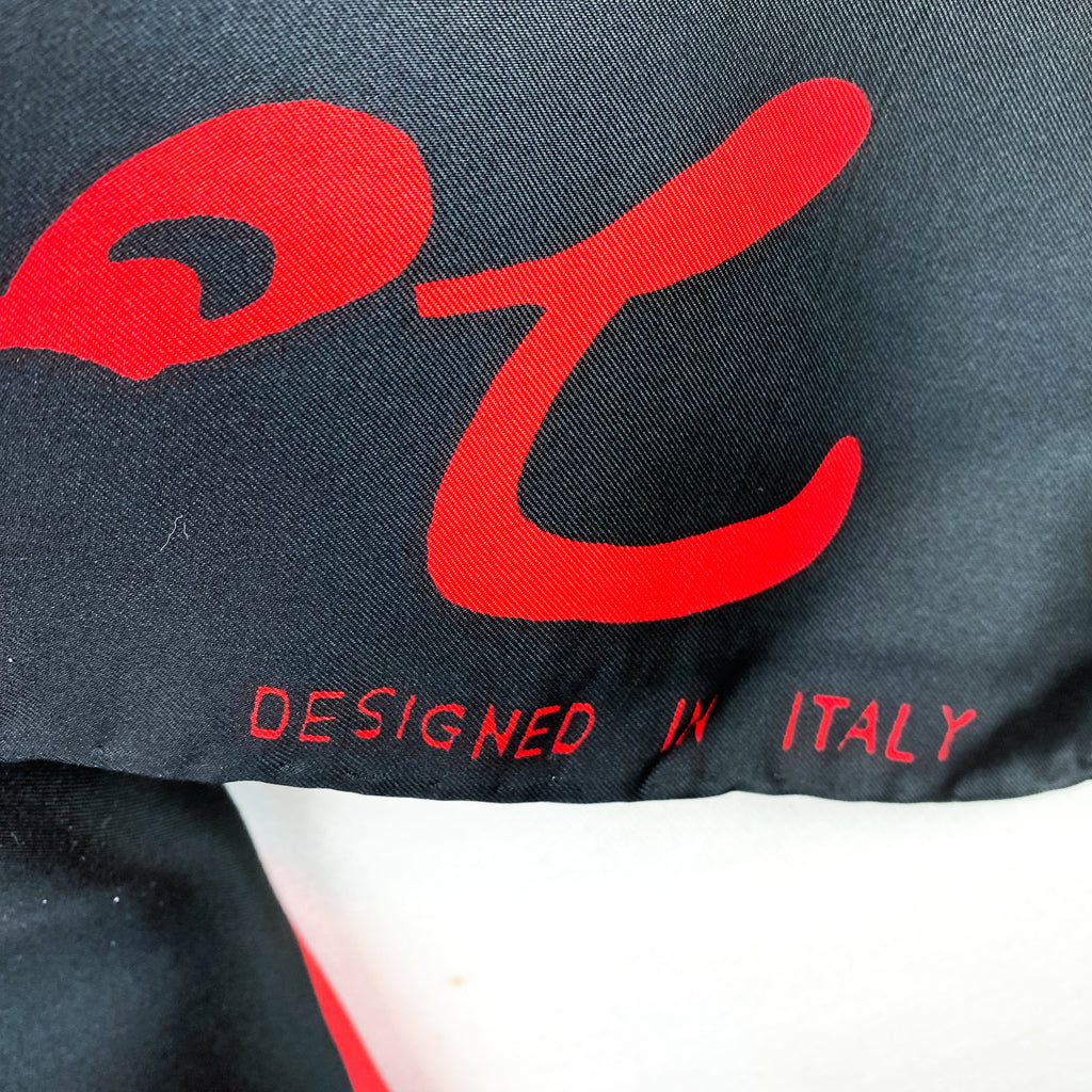 Extra Large Black and Red Silk Scarf