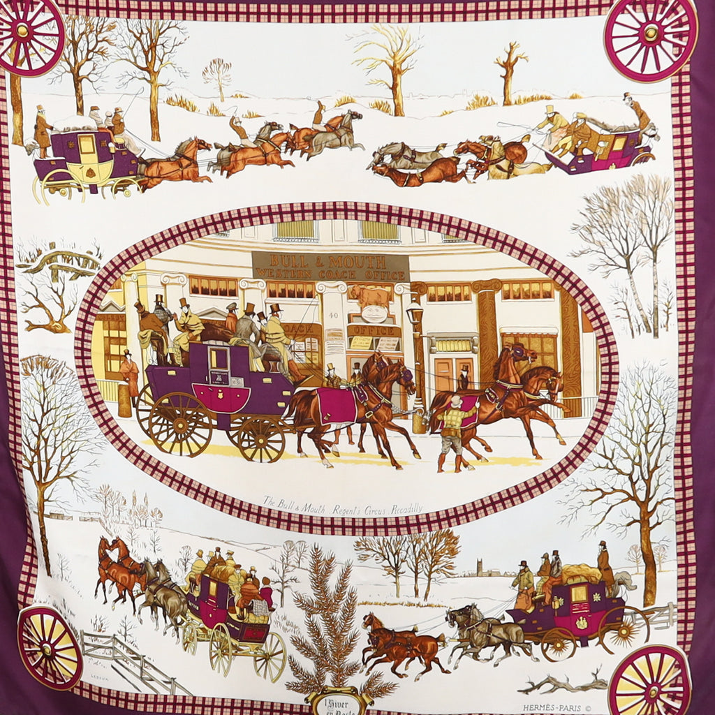 Hermès L’hiver En Poste Silk Scarf