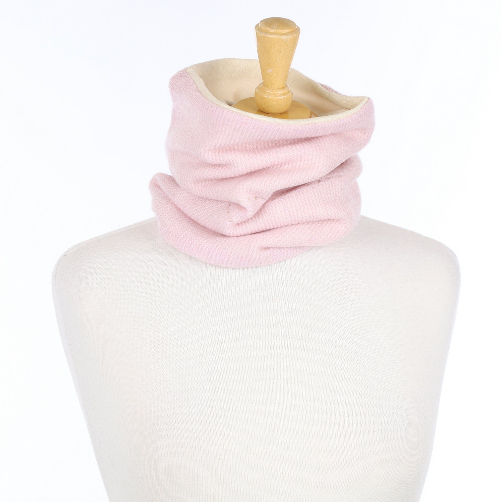 Textured Shell Pink and Cream with Stitch Detail Luxury Double Layered Snood