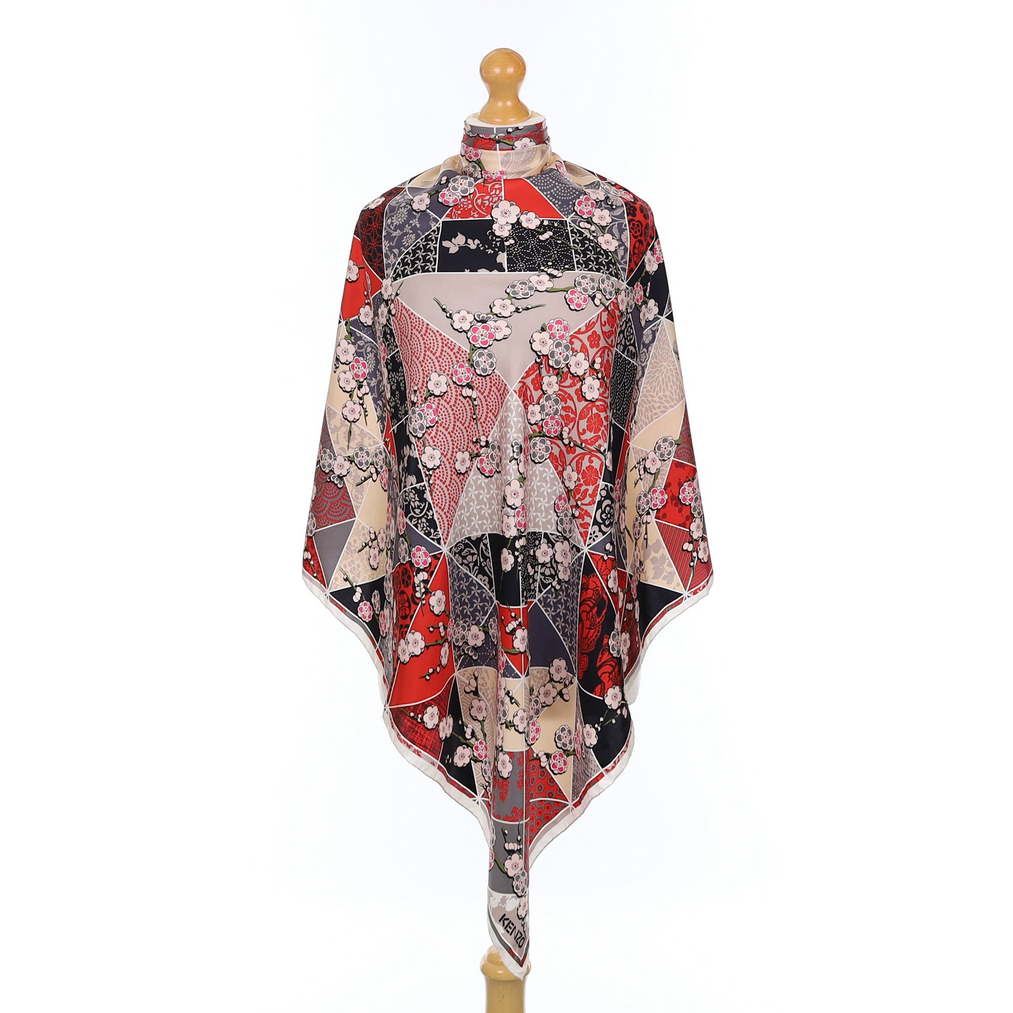 Kenzo Geometric Floral Silk Scarf