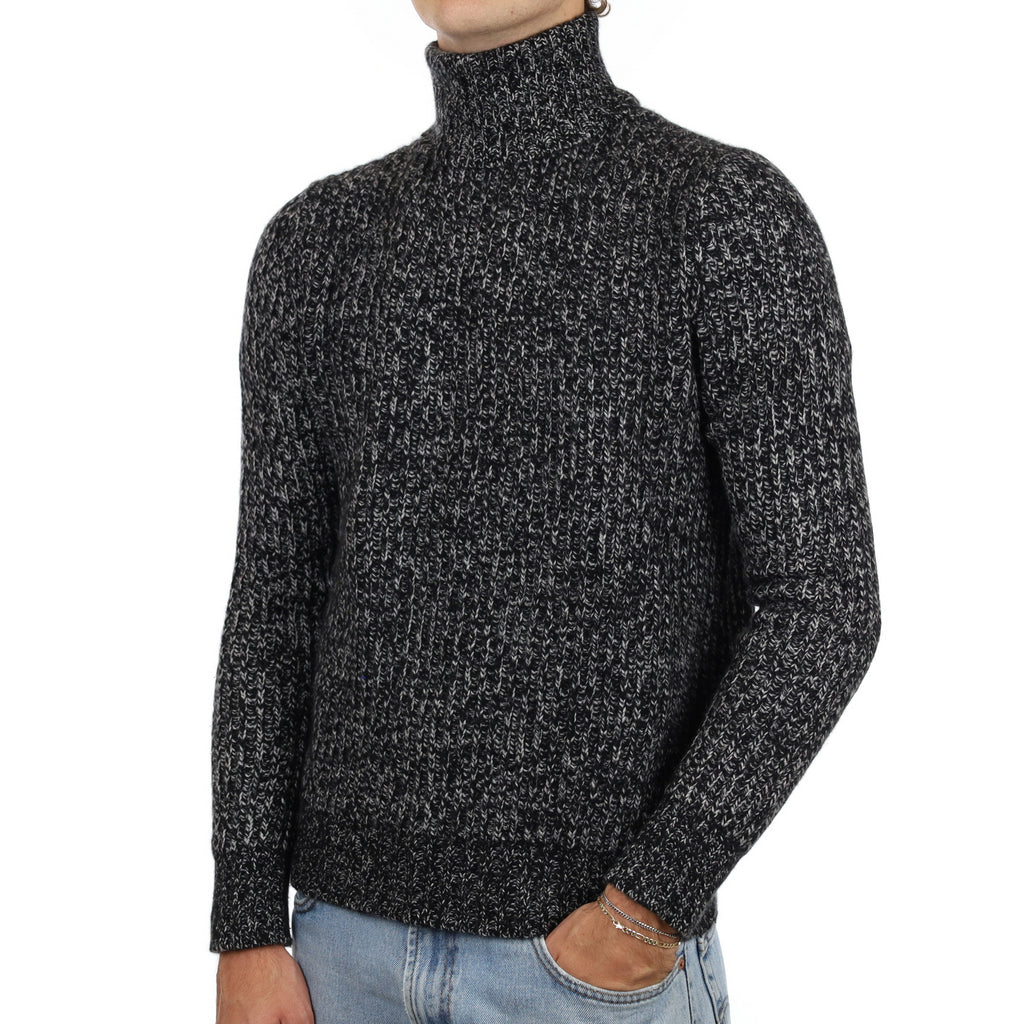 Men’s Theory Grey Marl Cashmere Polo Neck Jumper Medium