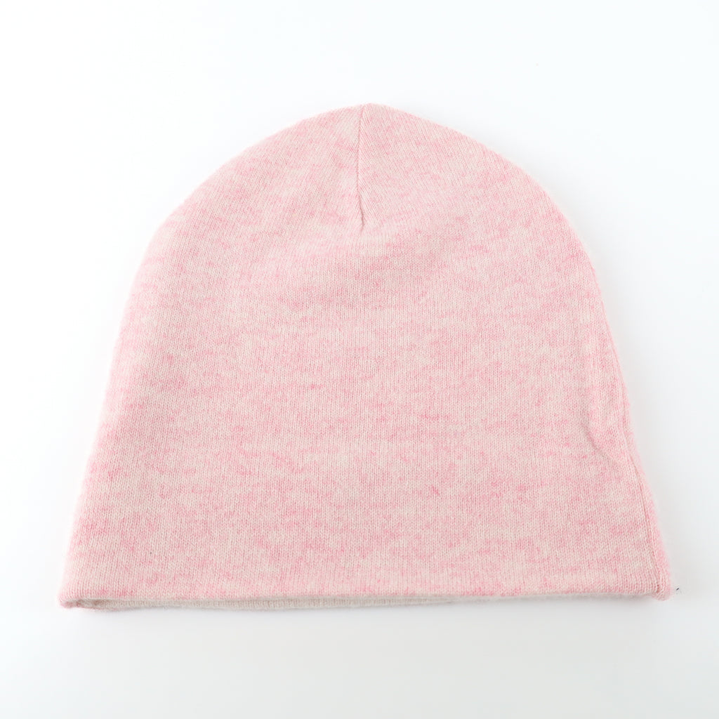 Ice Pink and Pink Marl Reversible Cashmere Beanie Hat
