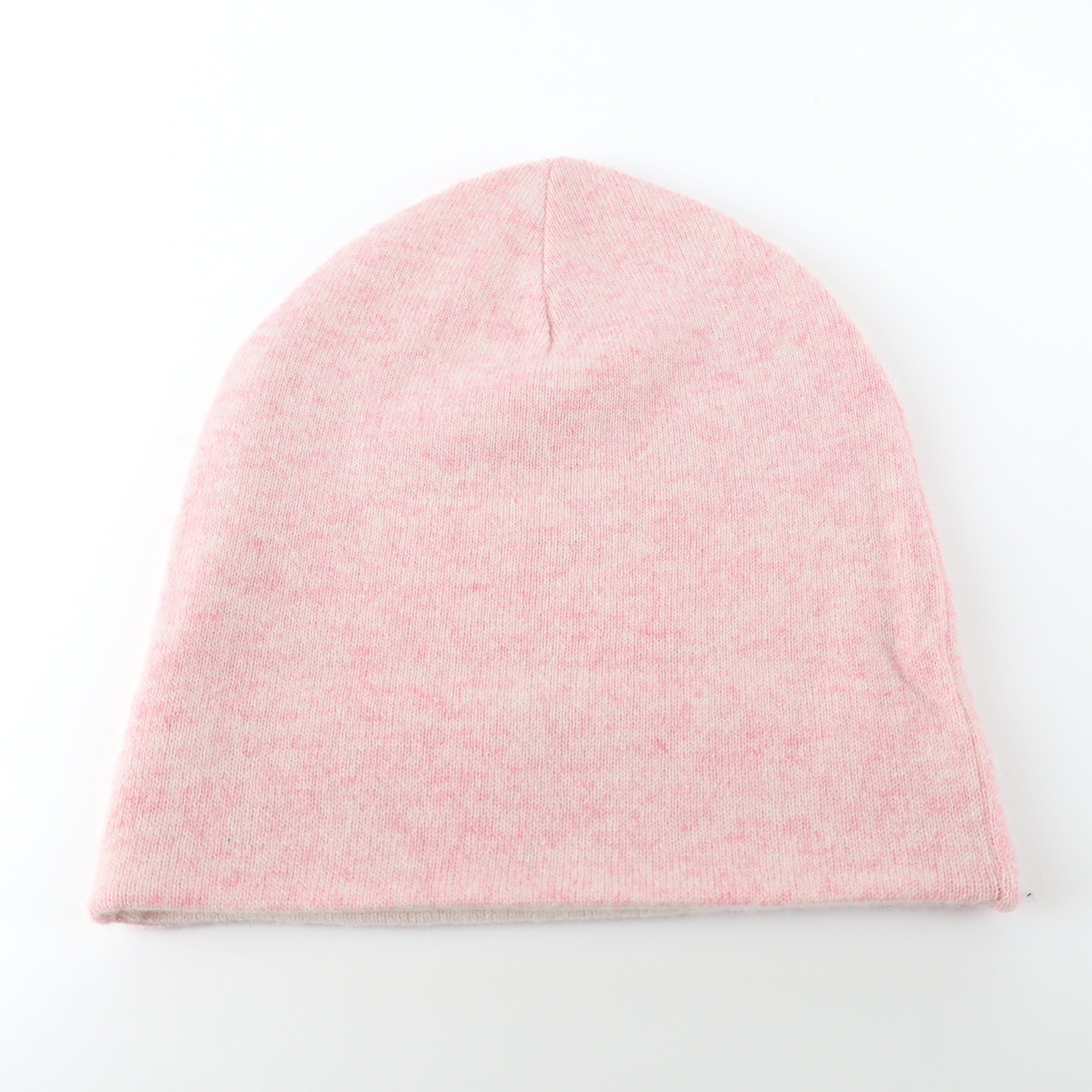 Ice Pink and Pink Marl Reversible Cashmere Beanie Hat