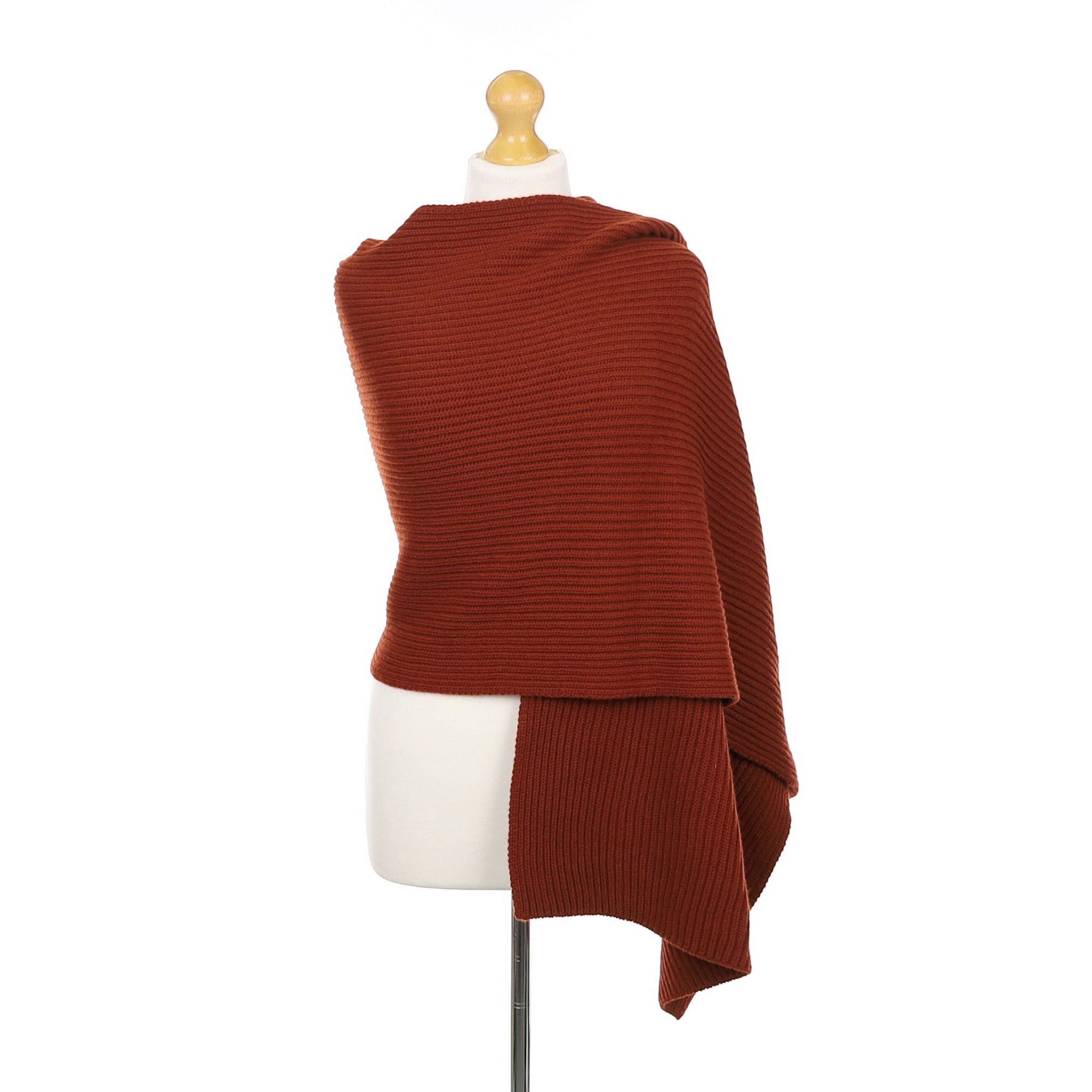 Brand New Scottish Rust Chunky Knit Cashmere Wrap/Scarf