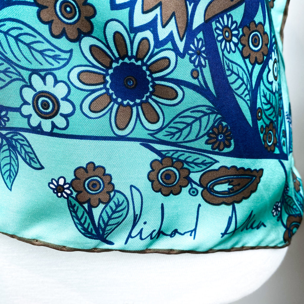 1970s Richard Allan Floral Silk Scarf