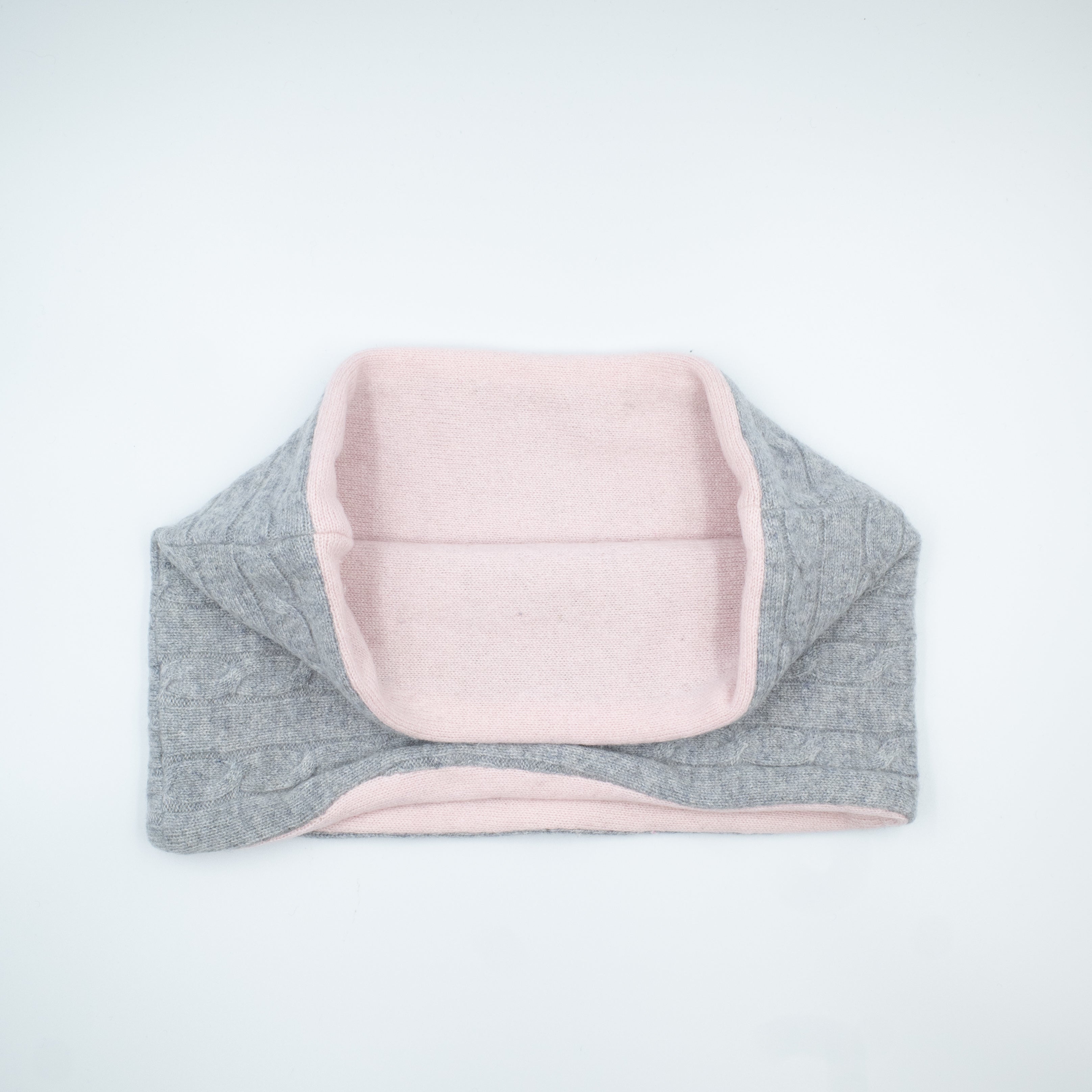 Gray Cable and Pink Neck Warmer