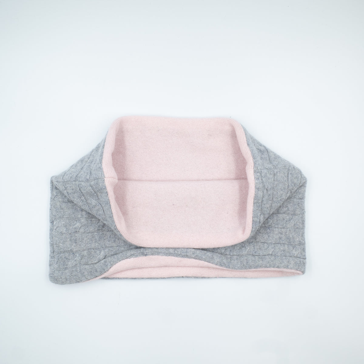 Gray Cable and Pink Neck Warmer