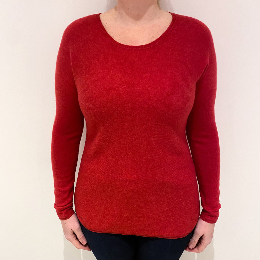 Strawberry Red Cashmere Crew Neck Jumper Large