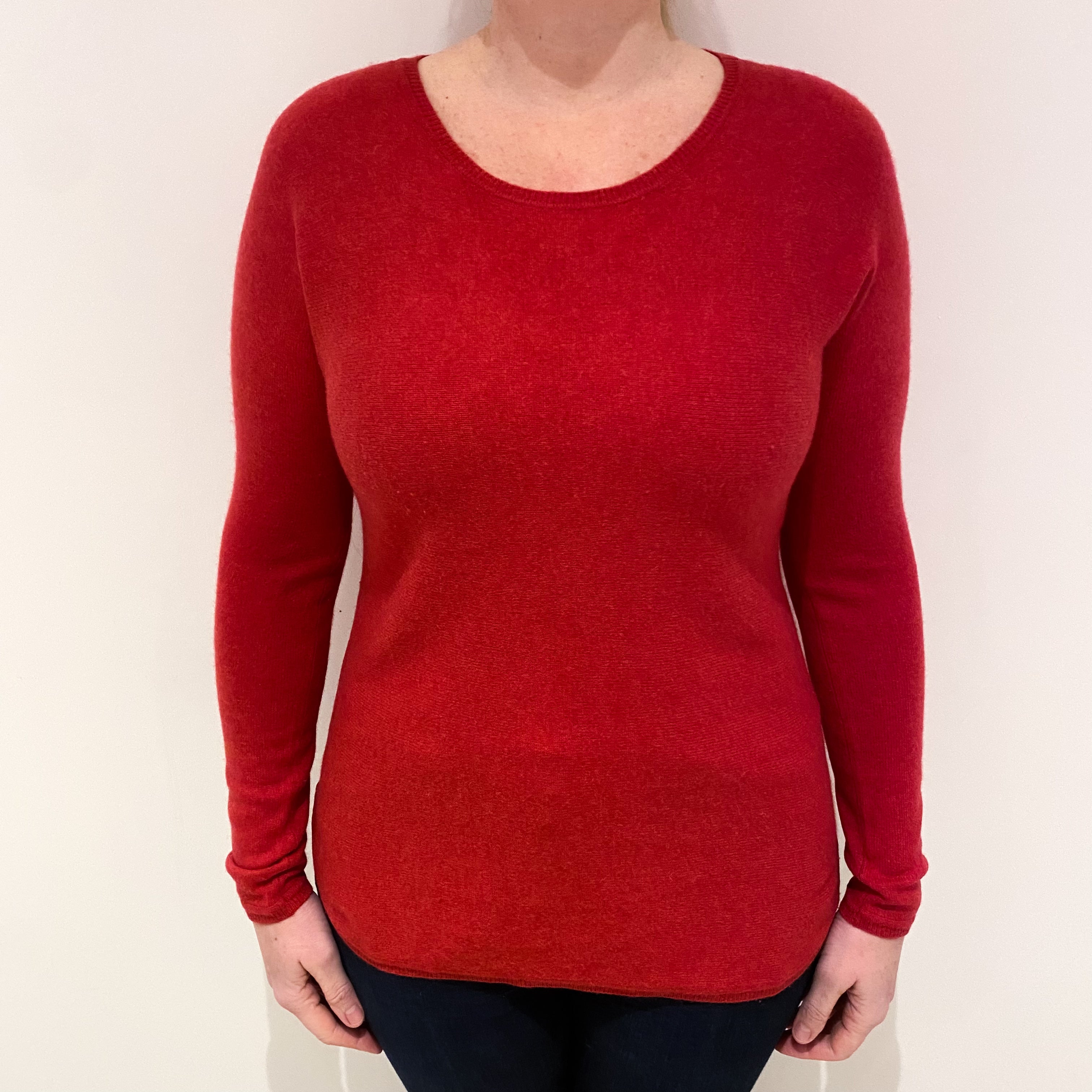 Strawberry Red Cashmere Crew Neck Jumper Large