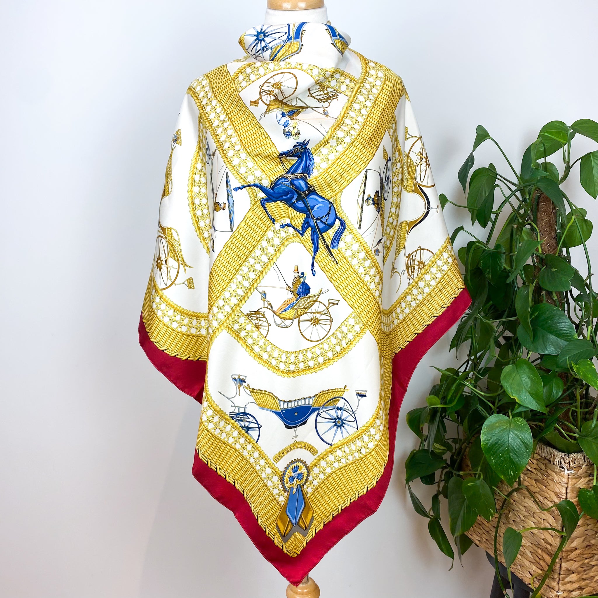 Boxed Hermes Voitures Paniers Designer Silk Scarf