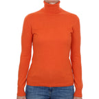 Tangerine Orange Cashmere Polo Neck Jumper Small