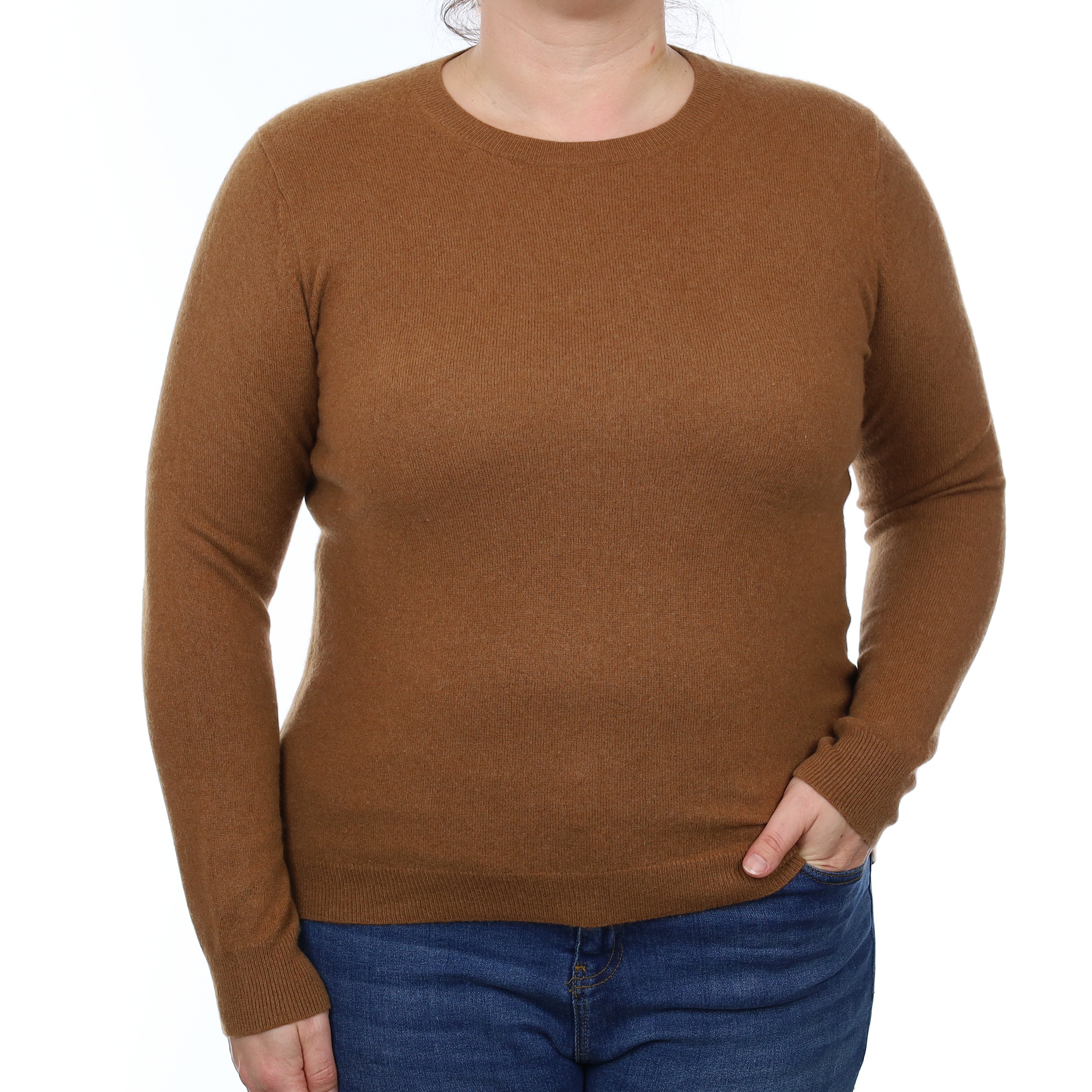Cinnamon Brown Cashmere Crew Neck Jumper Large