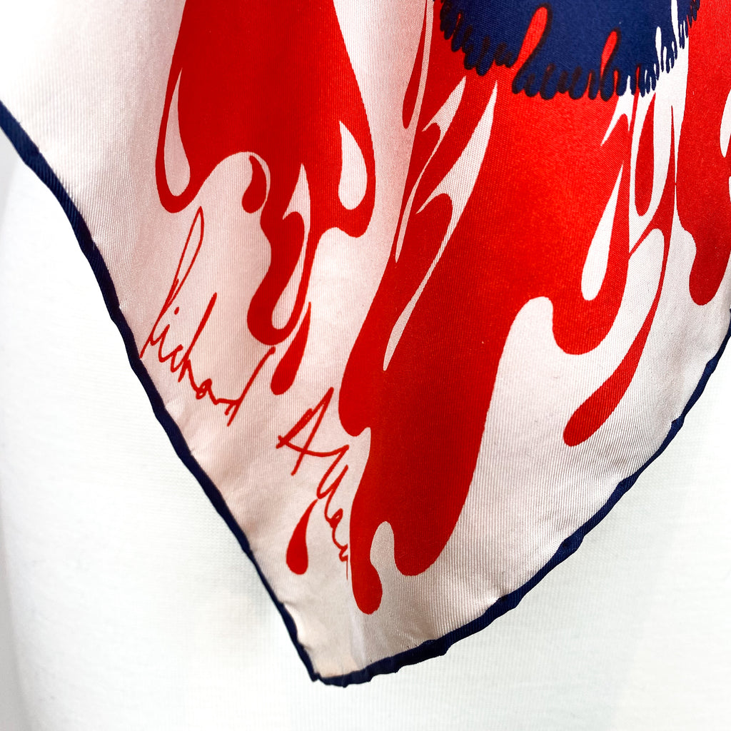 1970s Richard Allan Floral Abstract Vintage Silk Scarf