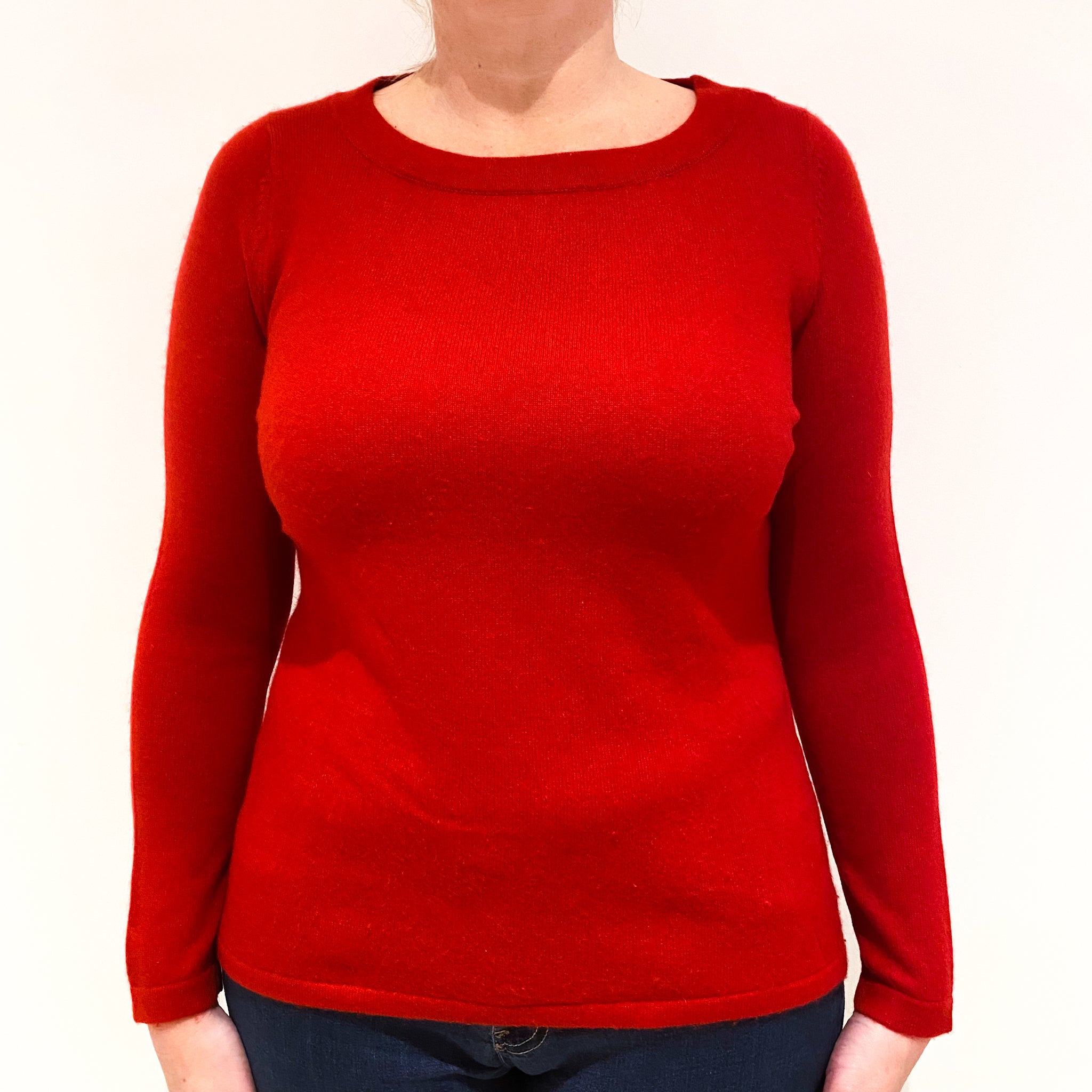 Scarlet Red Cashmere Crew Neck Jumper Large