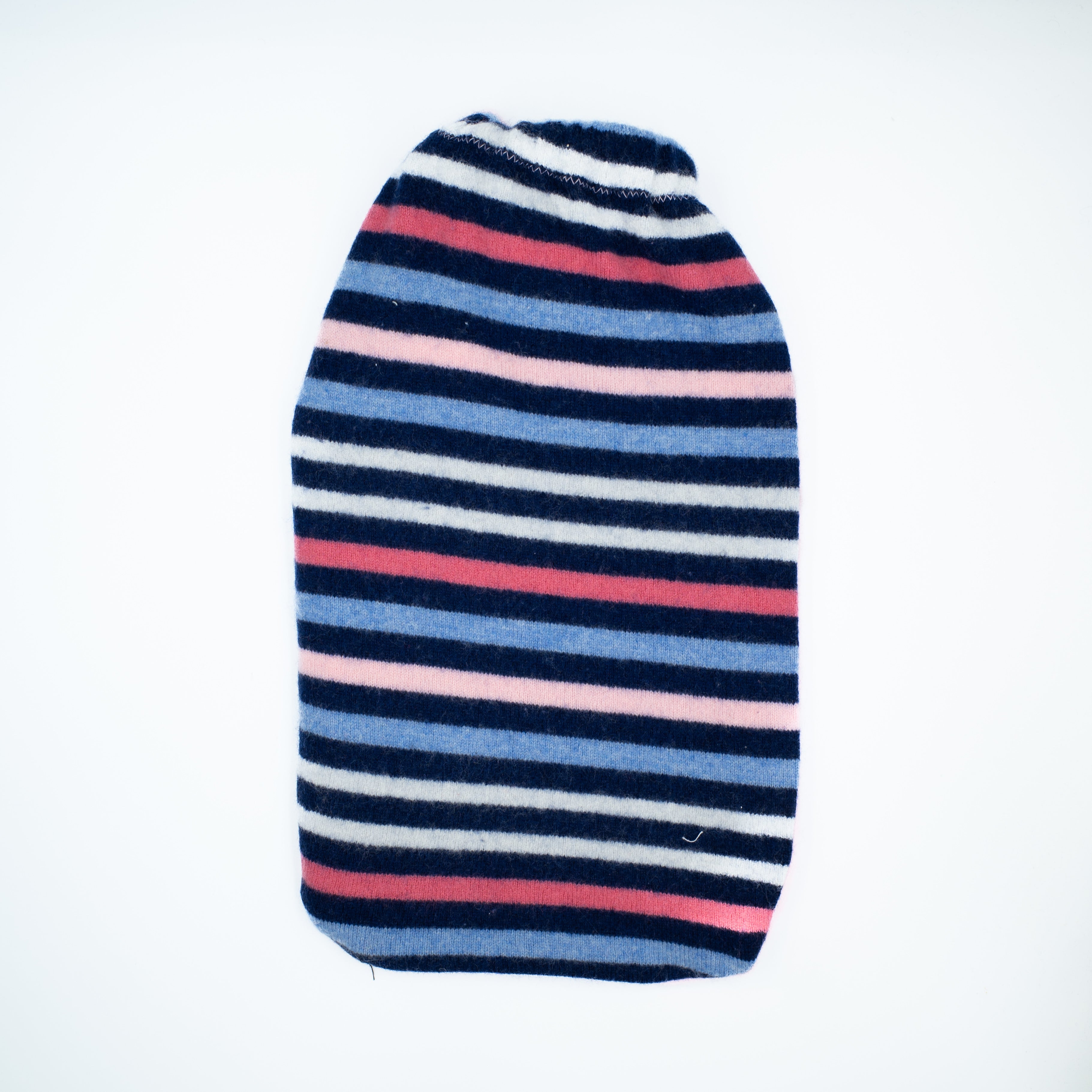 Blue and Pink Striped Cashmere Large Hot Water Bottle