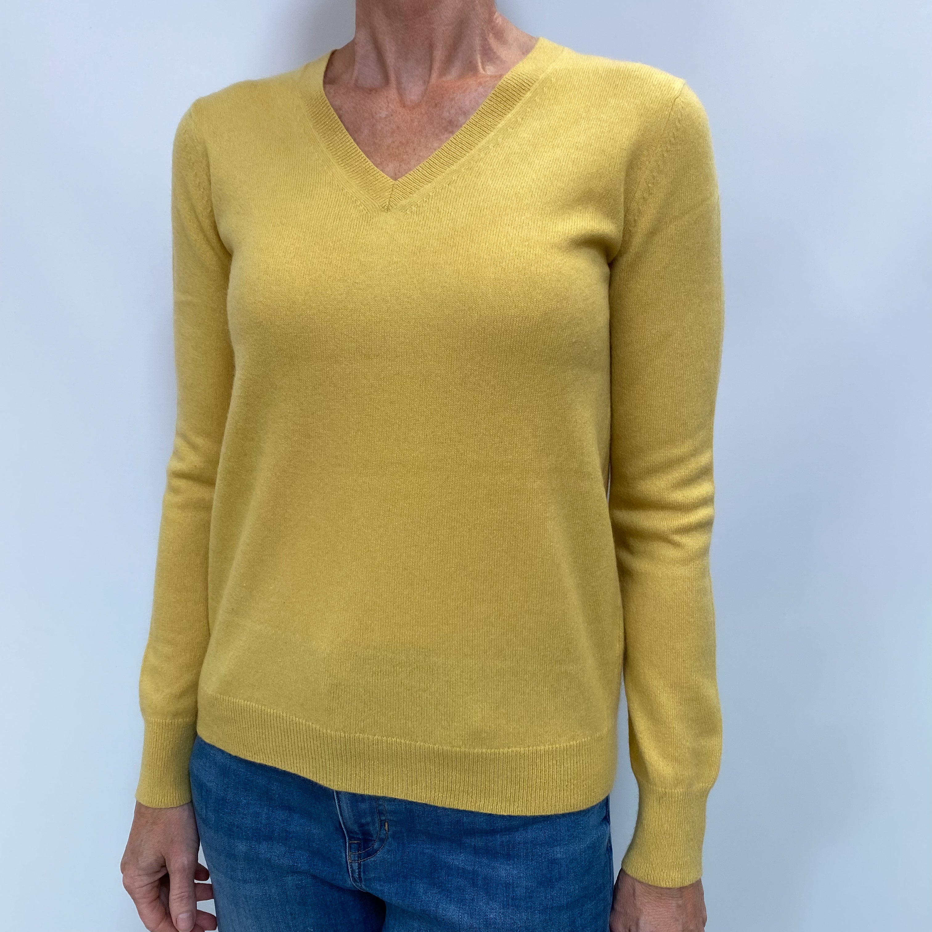 Sunflower Yellow Cashmere V Neck Jumper Small
