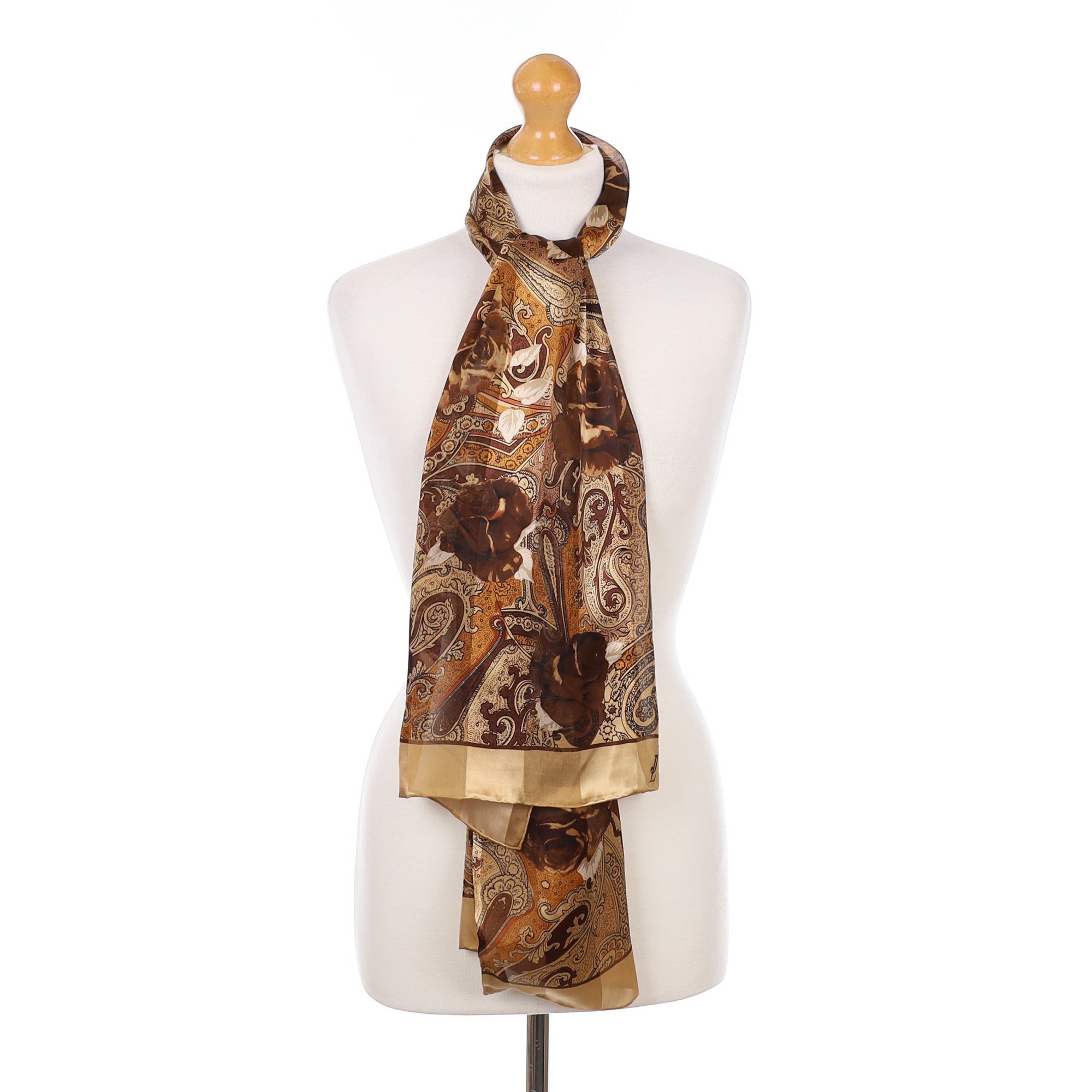 Brand New Jammers & Leufgen Brown Paisley Silk Scarf