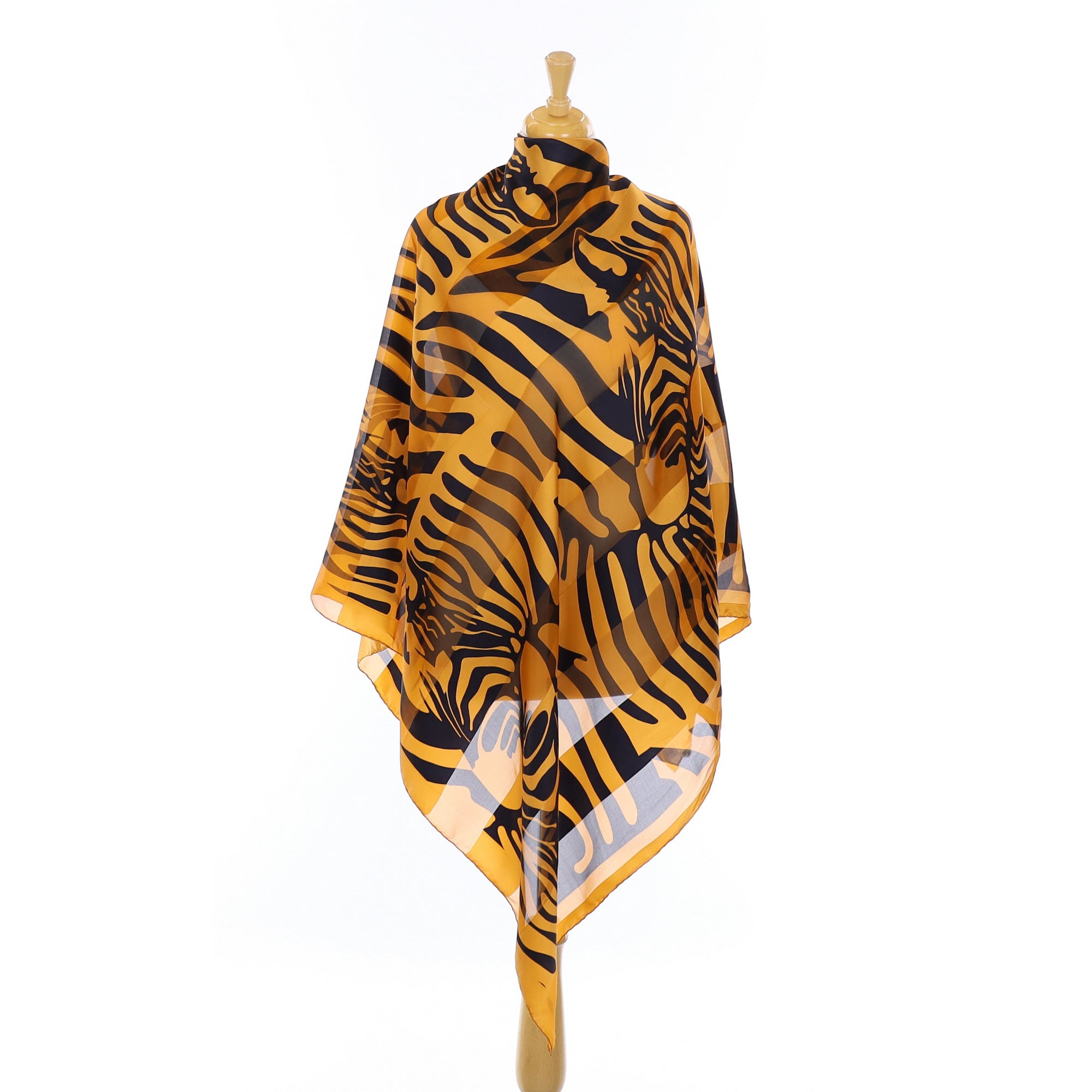 Black and Gold Animal Print Silk Scarf
