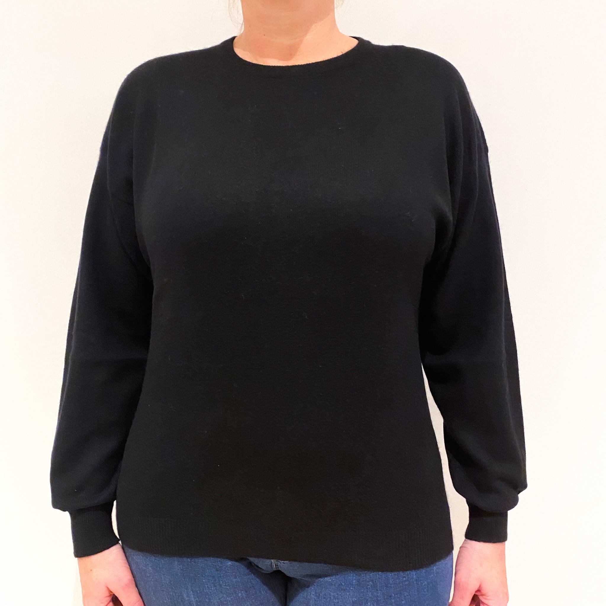 Black Cashmere Crew Neck Jumper Large