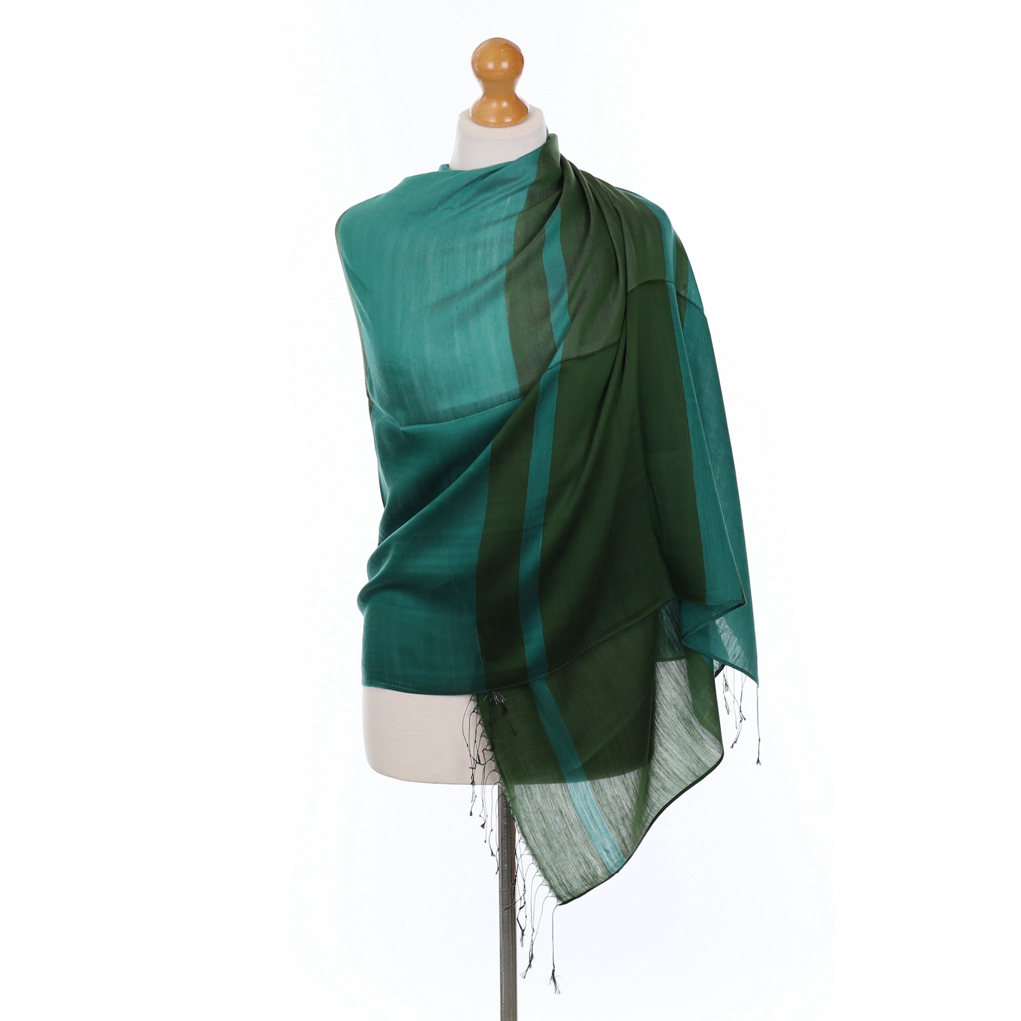Wrap Style Green Silk Scarf