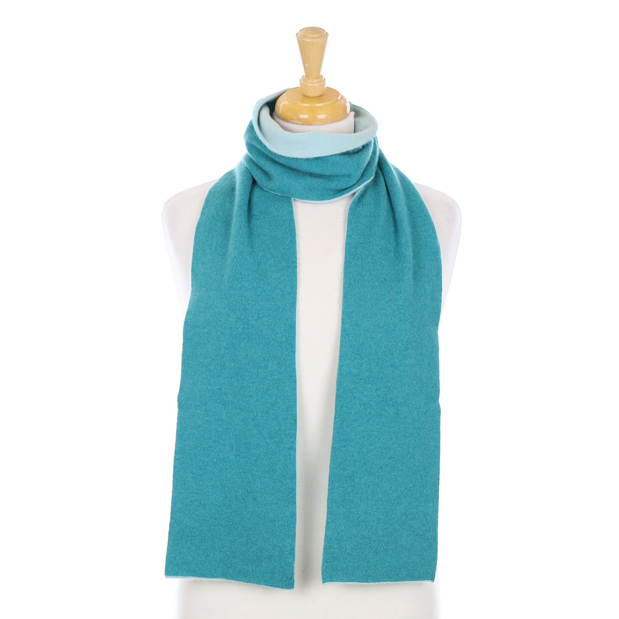 Aqua Green and Mint Knitted Cashmere Scarf