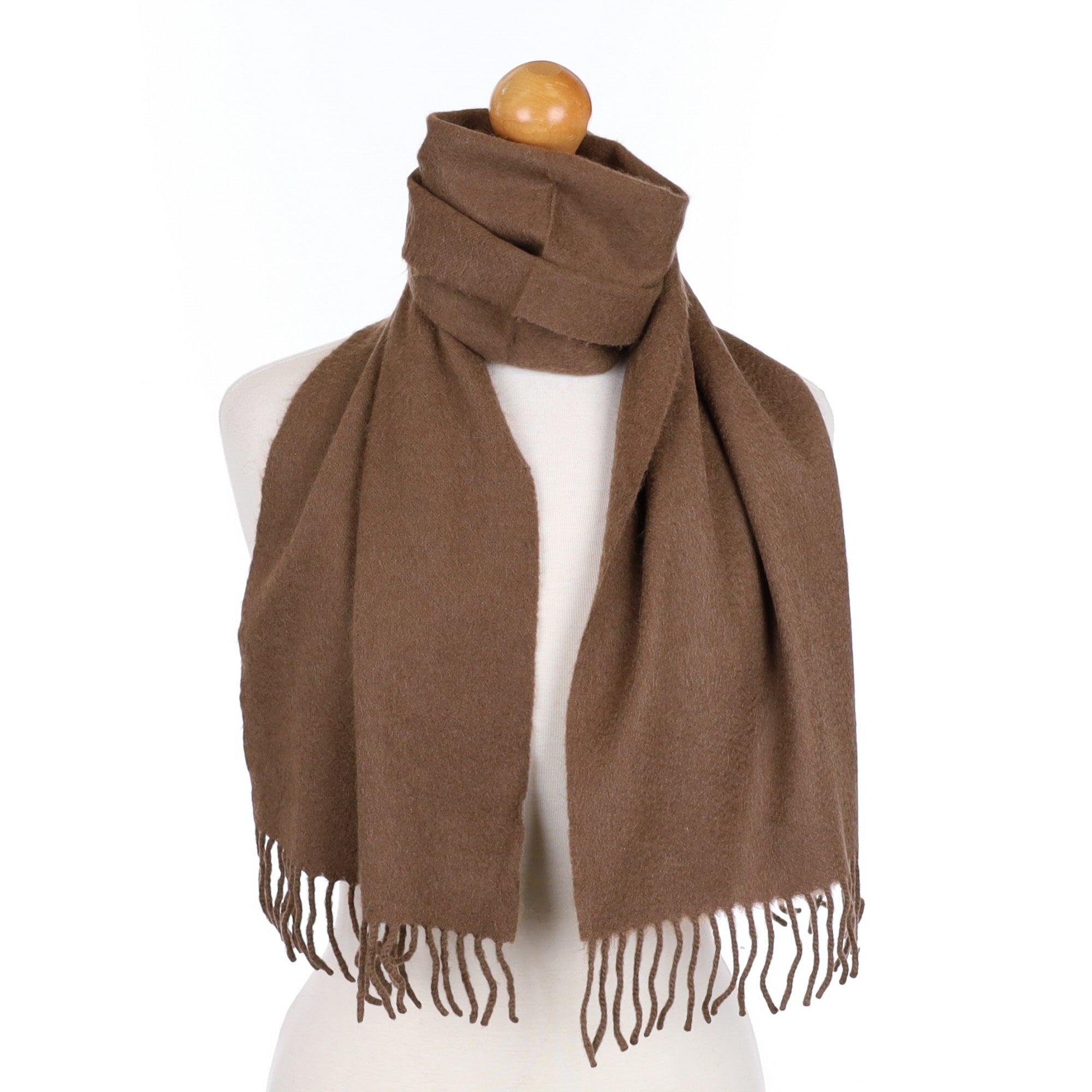 Nutmeg Brown Cashmere Fringed Woven Scarf