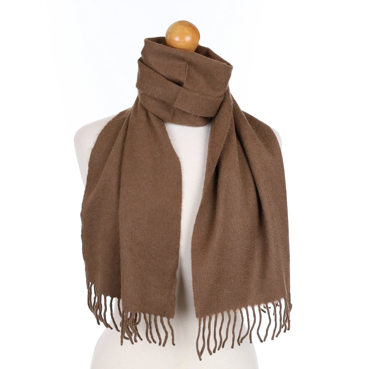 Nutmeg Brown Cashmere Fringed Woven Scarf