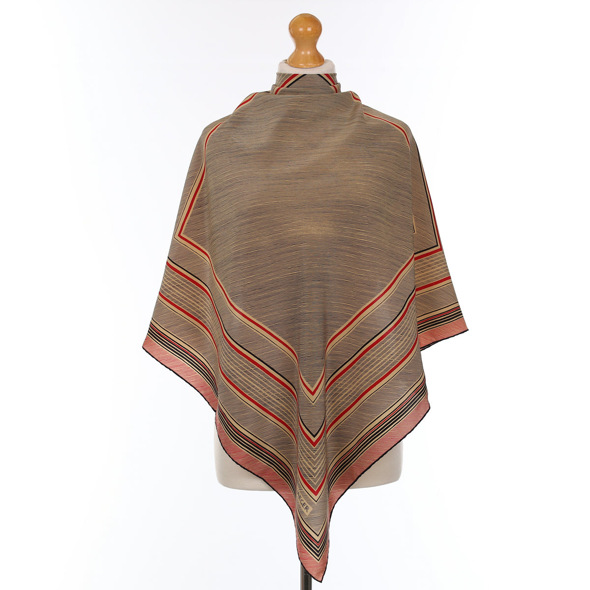 Jaeger Red And Blue Geometric Vintage Silk Scarf