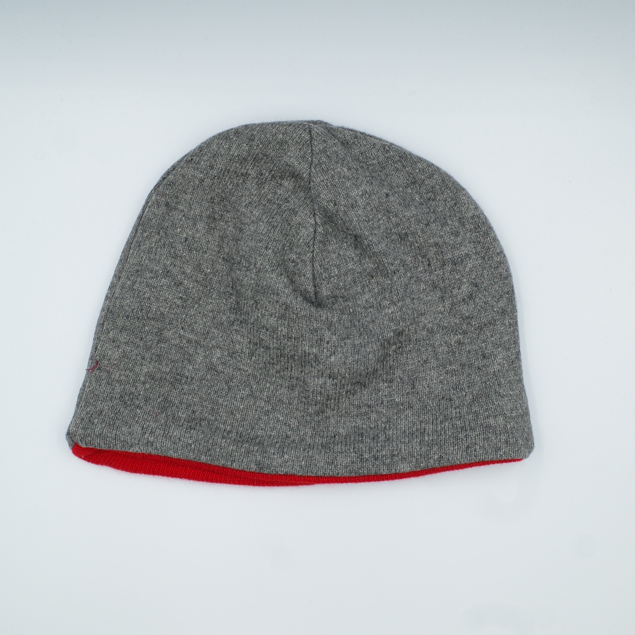 Slate Grey and Scarlet Red Cashmere Beanie Hat