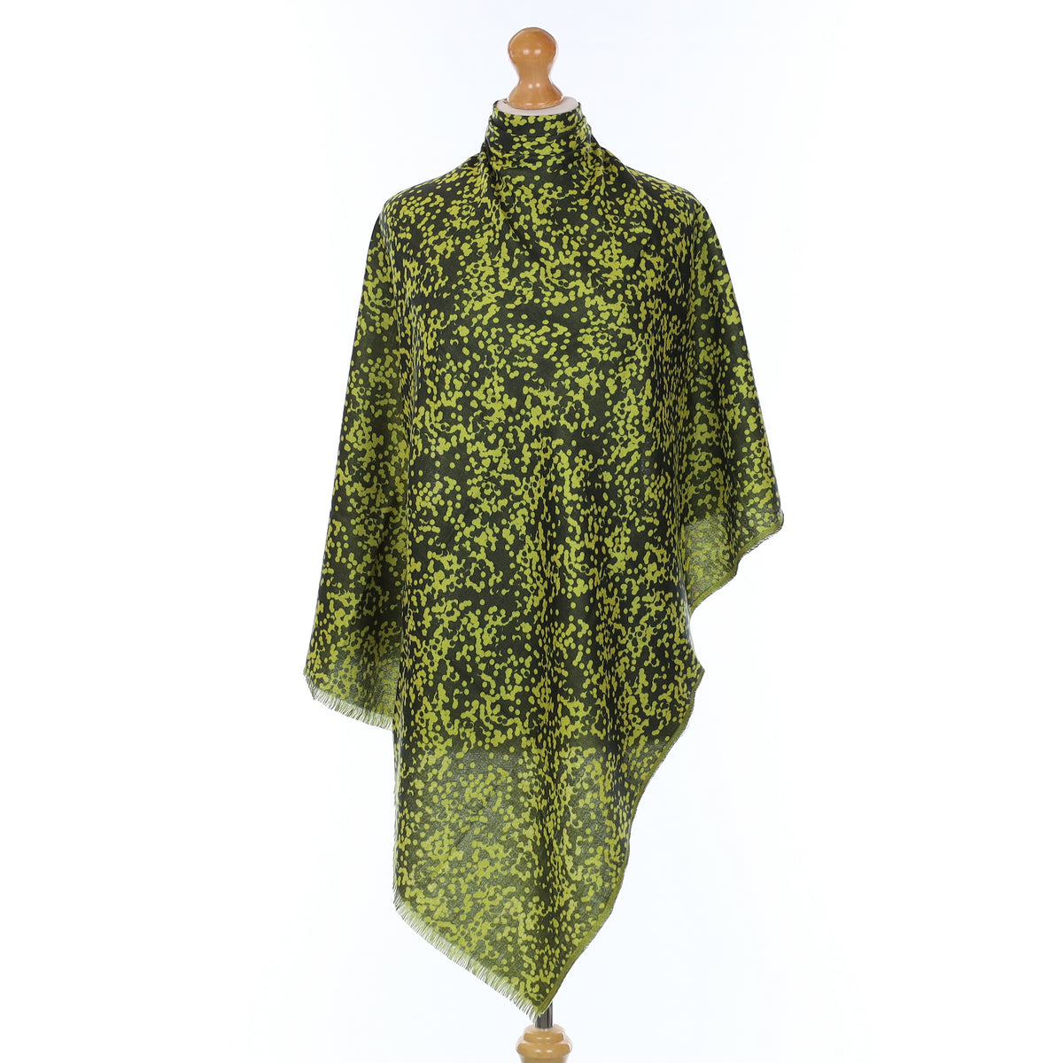 Brand New Begg & Co Green and Chartreuse Speckled Cashmere Blend Woven Scarf