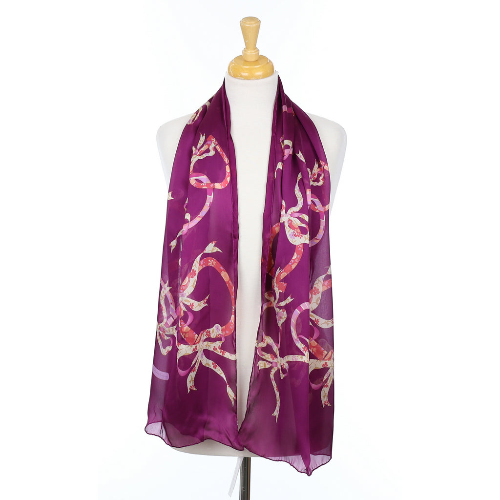 Boxed Salvatore Ferragamo Purple Long Silk Scarf