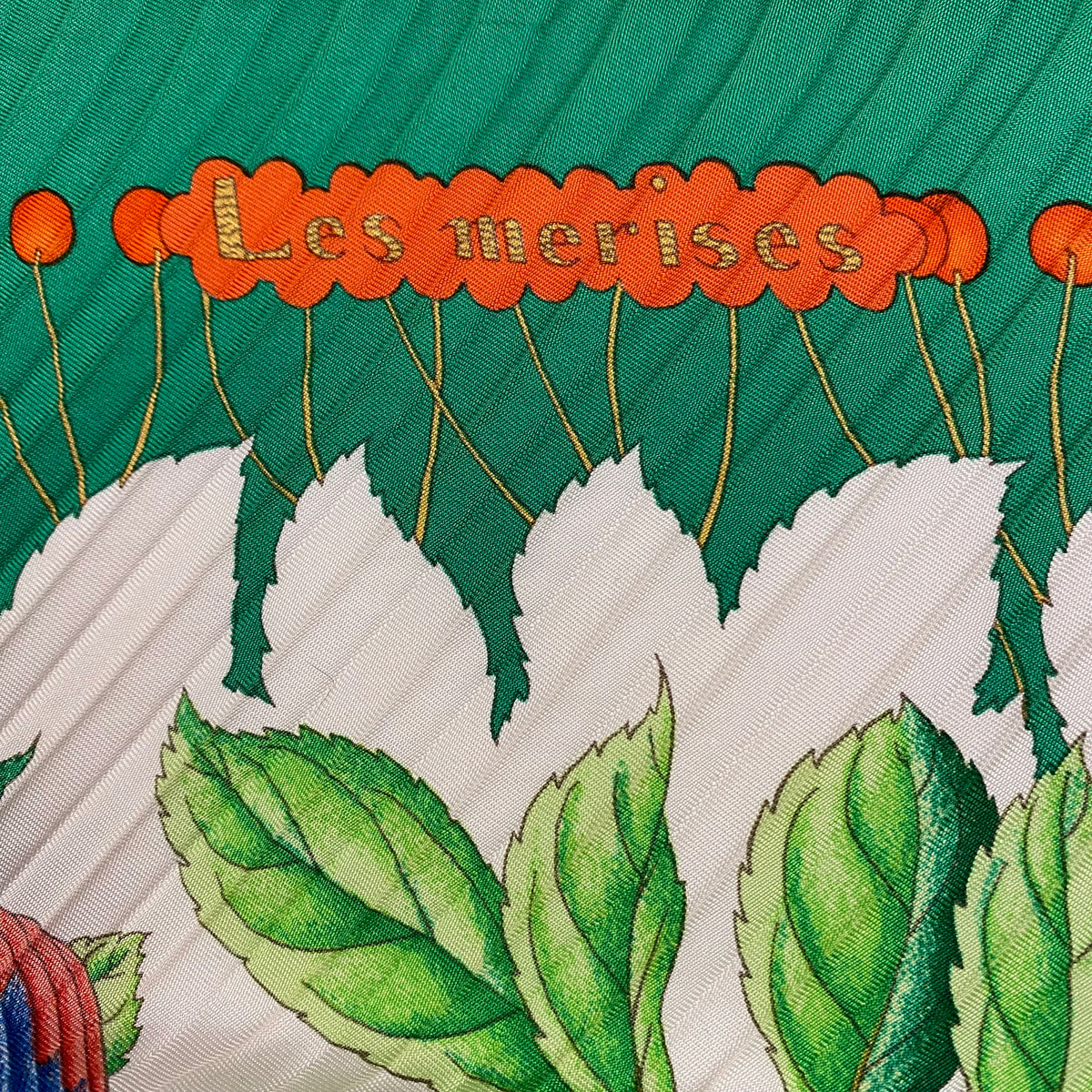 Boxed Hermès Les Merises Silk Plisse Scarf