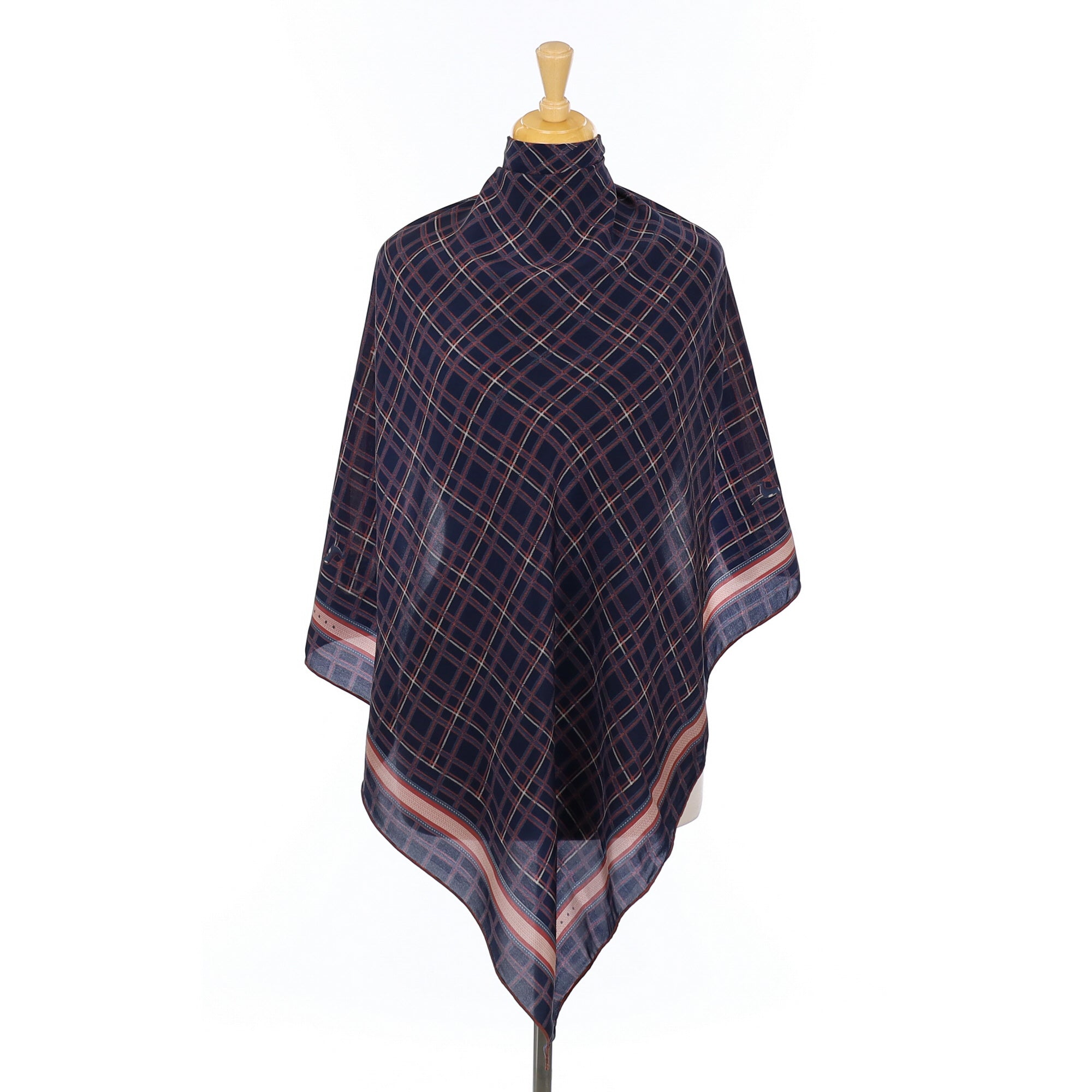 Crêpe Checked Vintage Silk Scarf