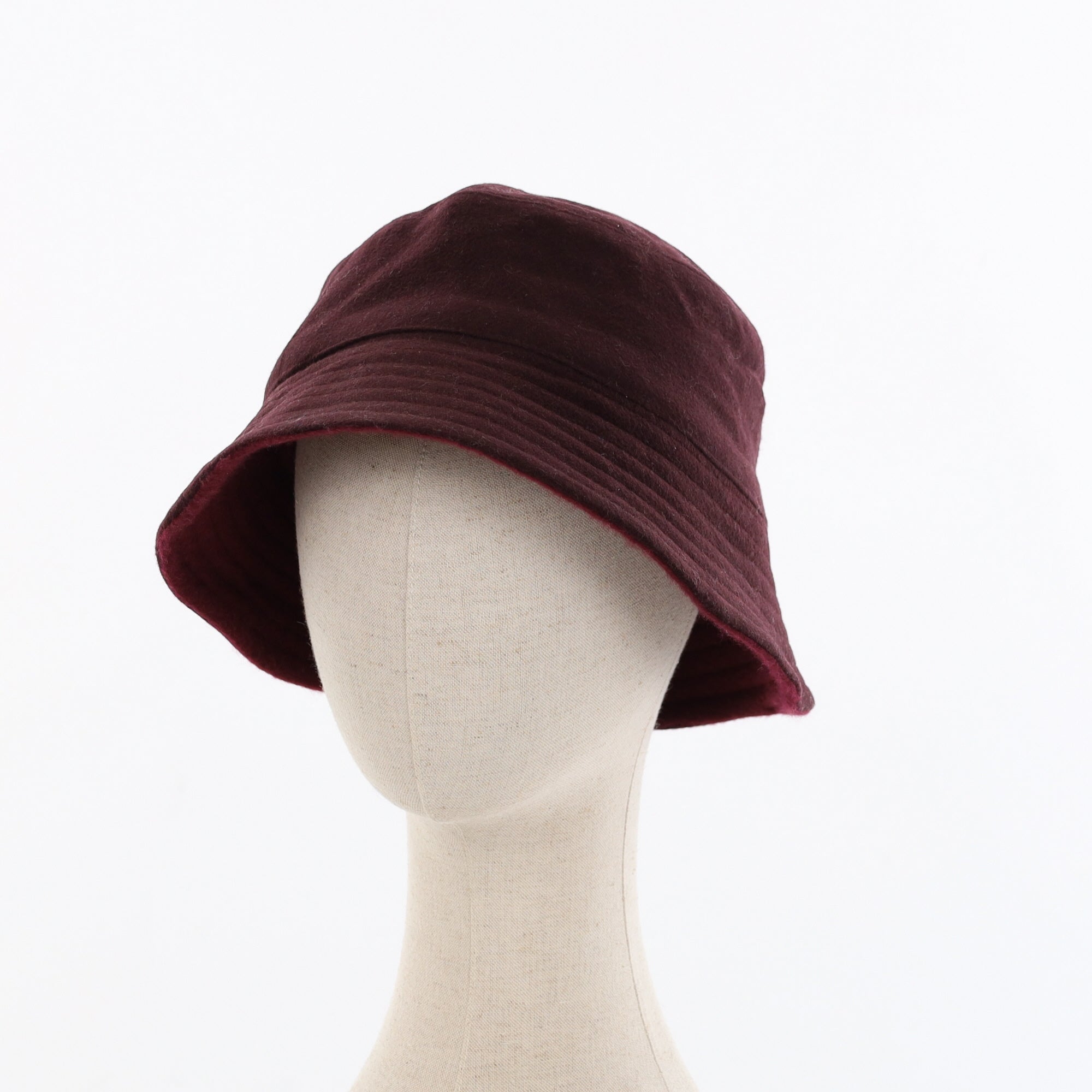 Unisex Two Tone Wine Red Reversible Cashmere Bucket Hat Men’s - M Women’s - L