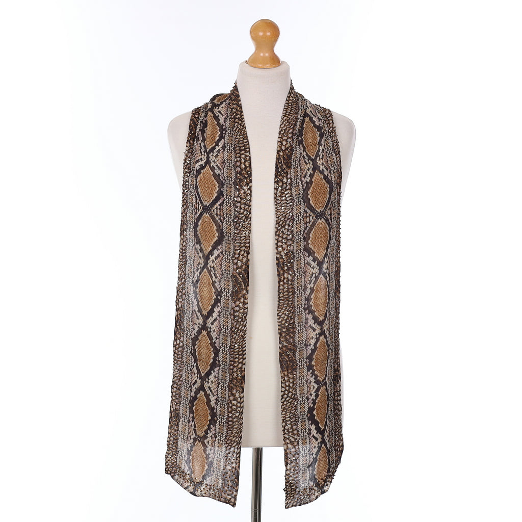 Jaeger Snake Patterned Vintage Silk Scarf