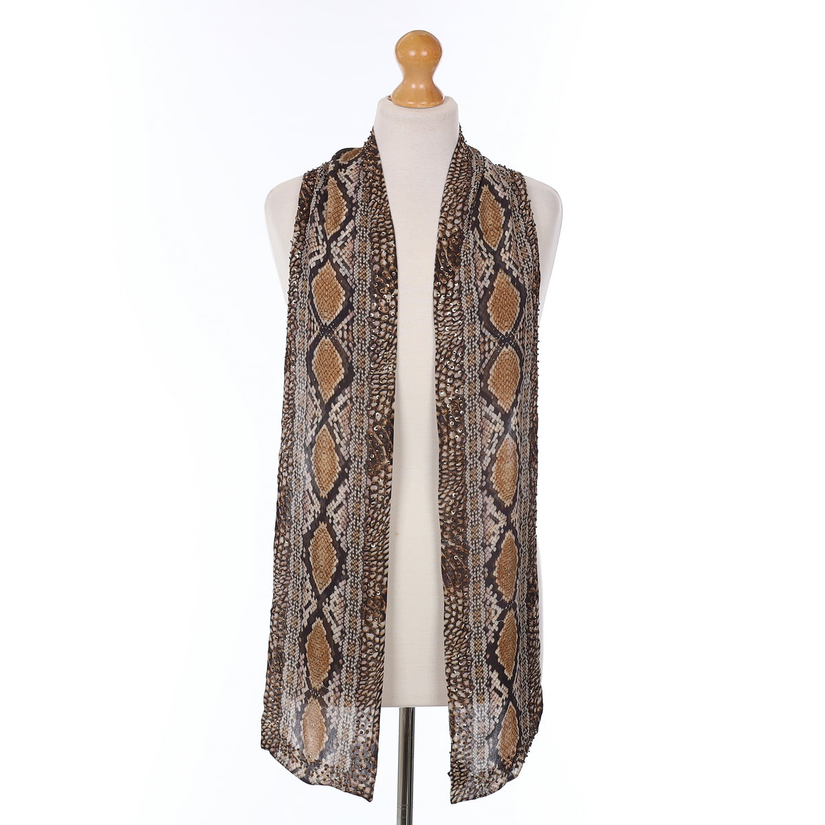 Jaeger Snake Patterned Vintage Silk Scarf