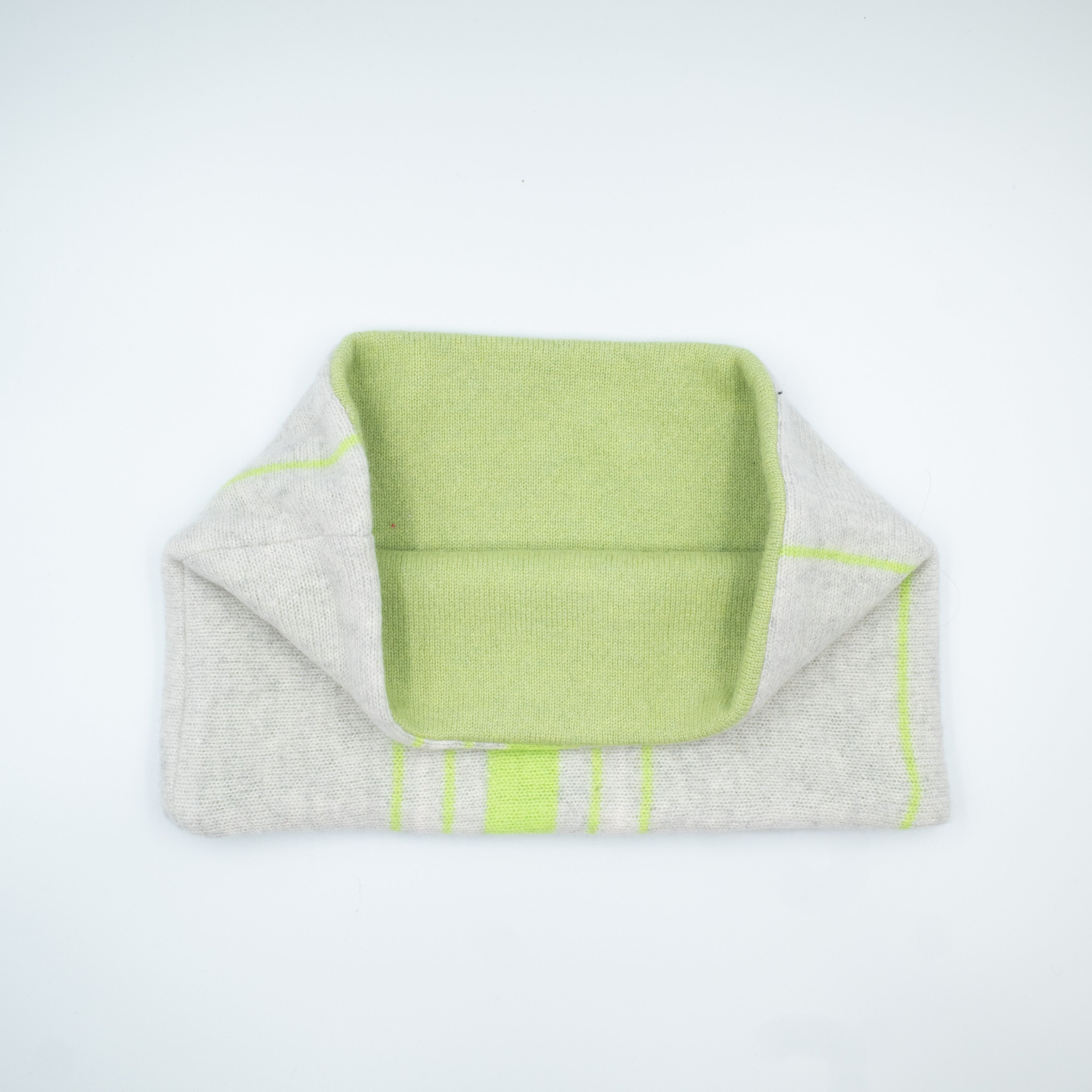 Pickle Green and Grey, Neon Stripes Cashmere Neck Warmer