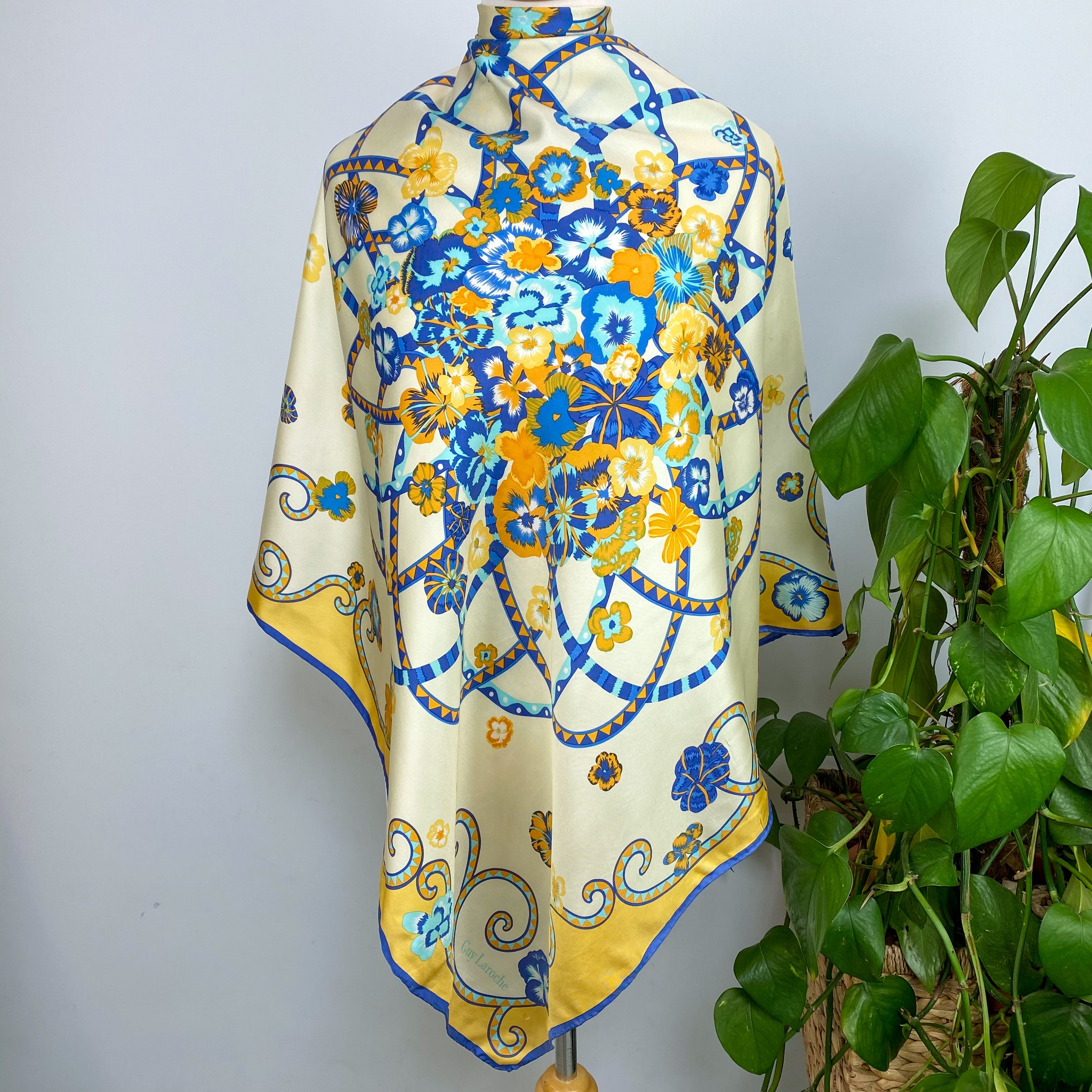 Striking Guy Laroche Floral Silk Scarf