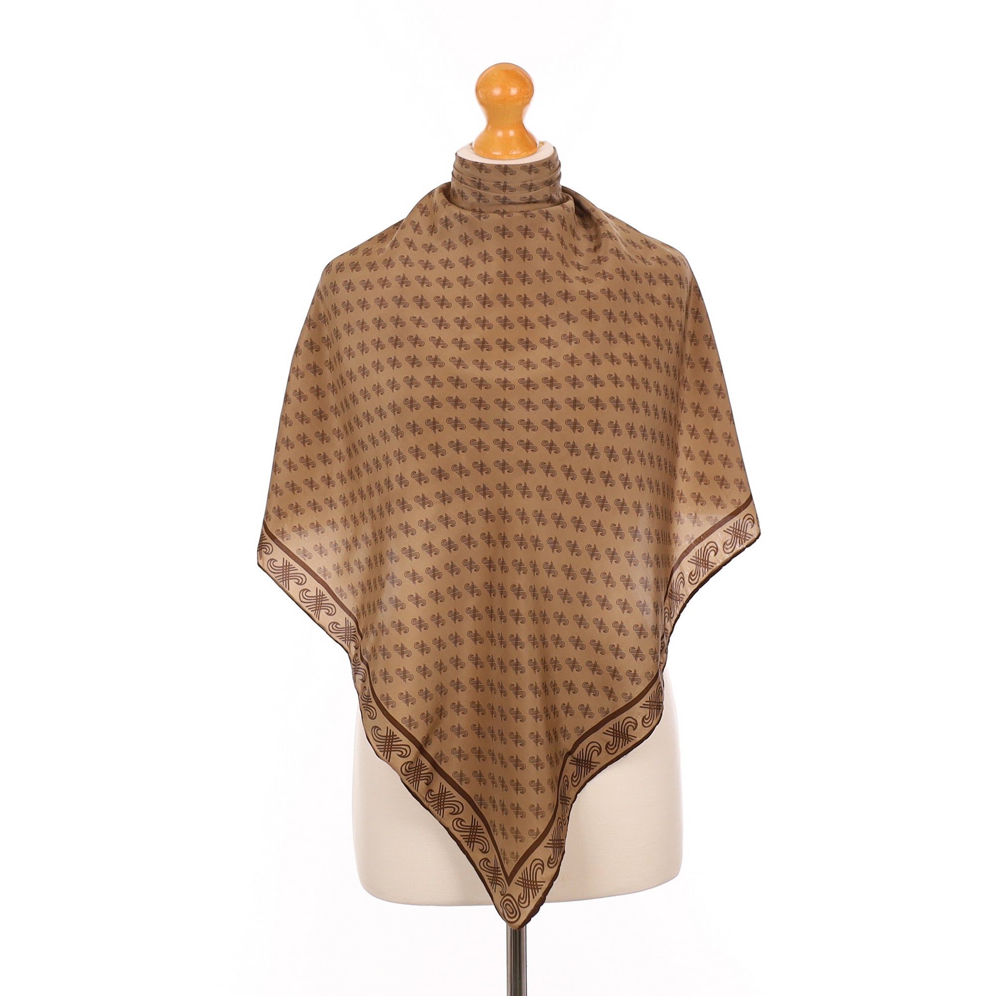1970’s Jaeger Brown Patterned Vintage Silk Scarf