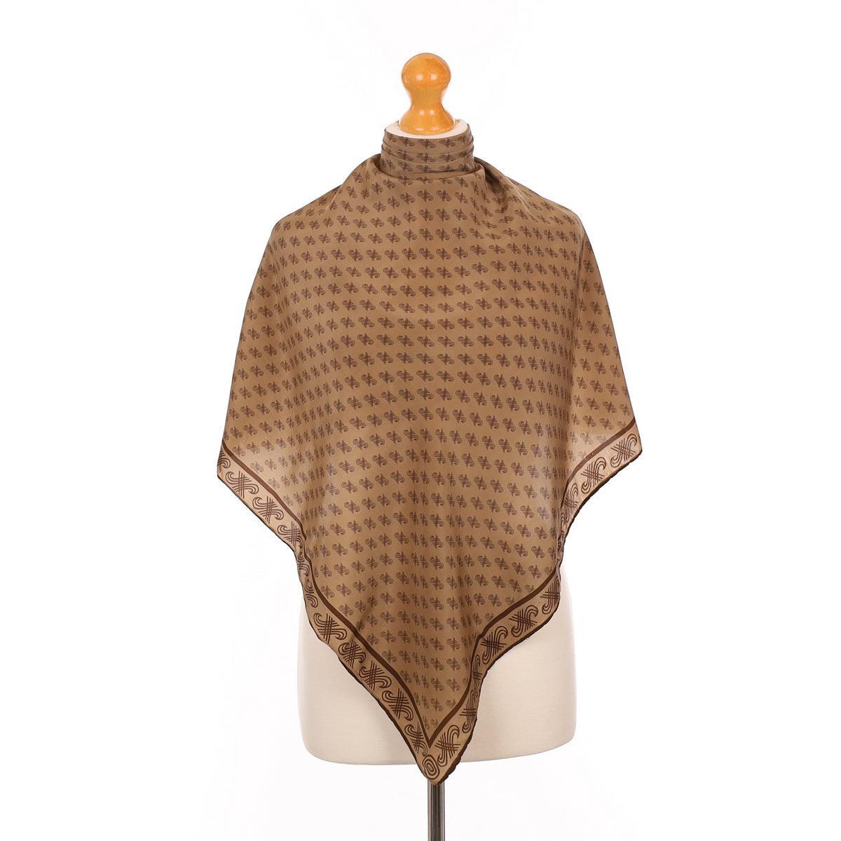 1970’s Jaeger Brown Patterned Vintage Silk Scarf