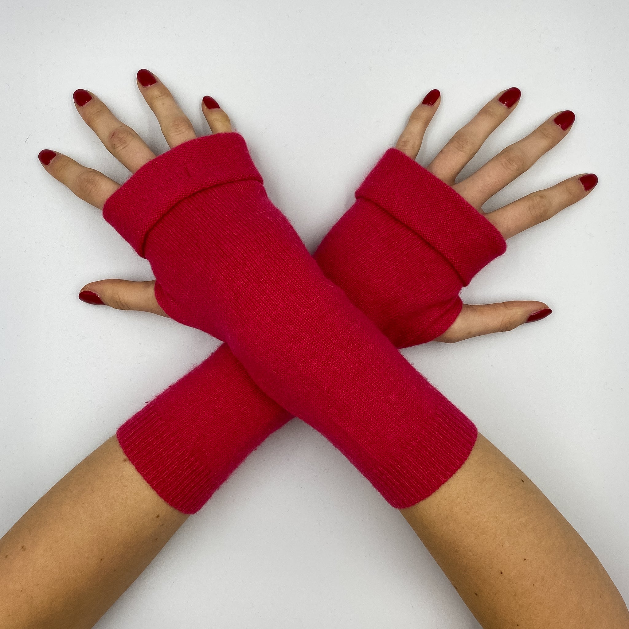 French Rose Pink Fingerless Gloves
