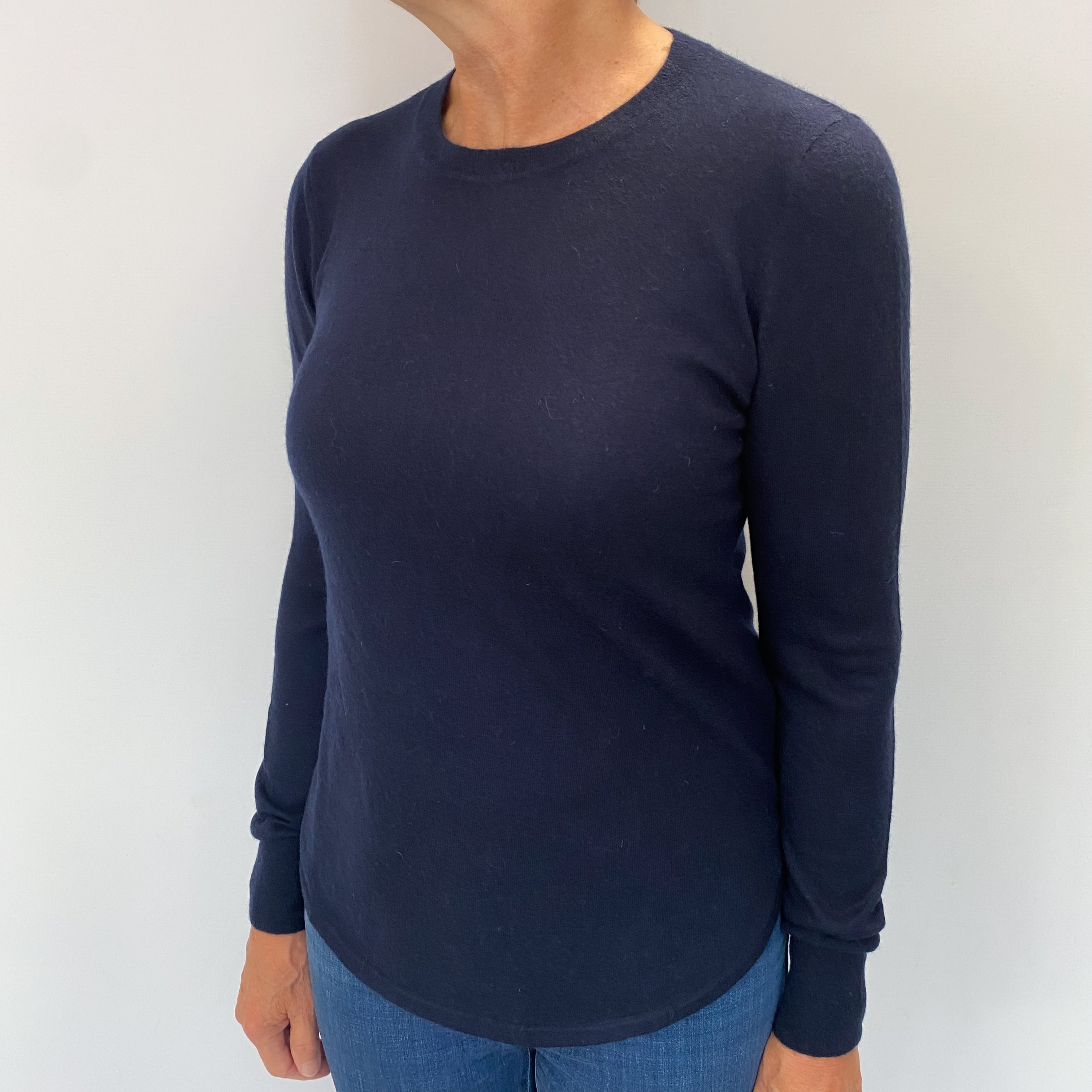 Navy Blue Cashmere Crew Neck Jumper Medium
